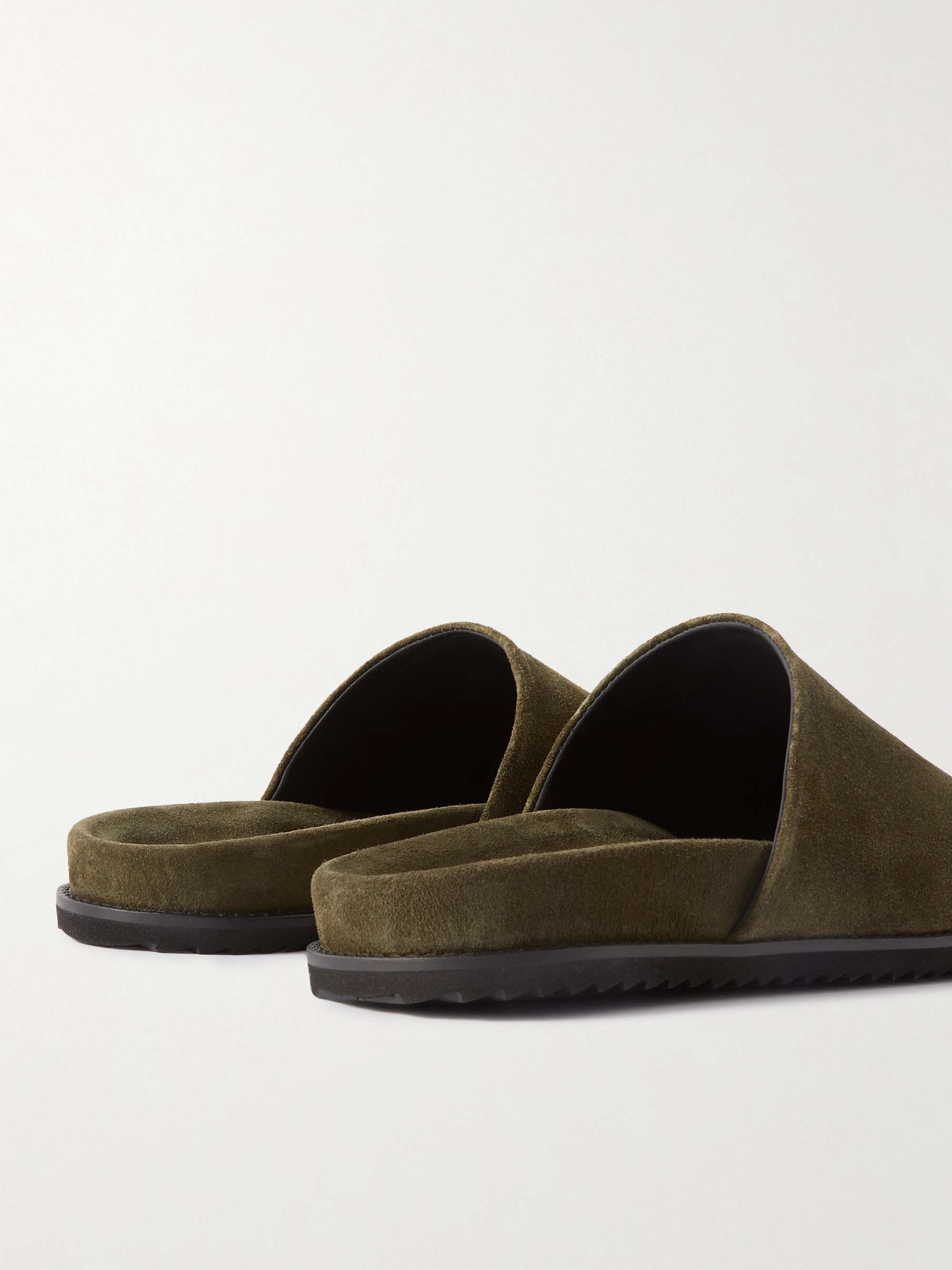 MR P. David Rubber-Trimmed Suede Mules