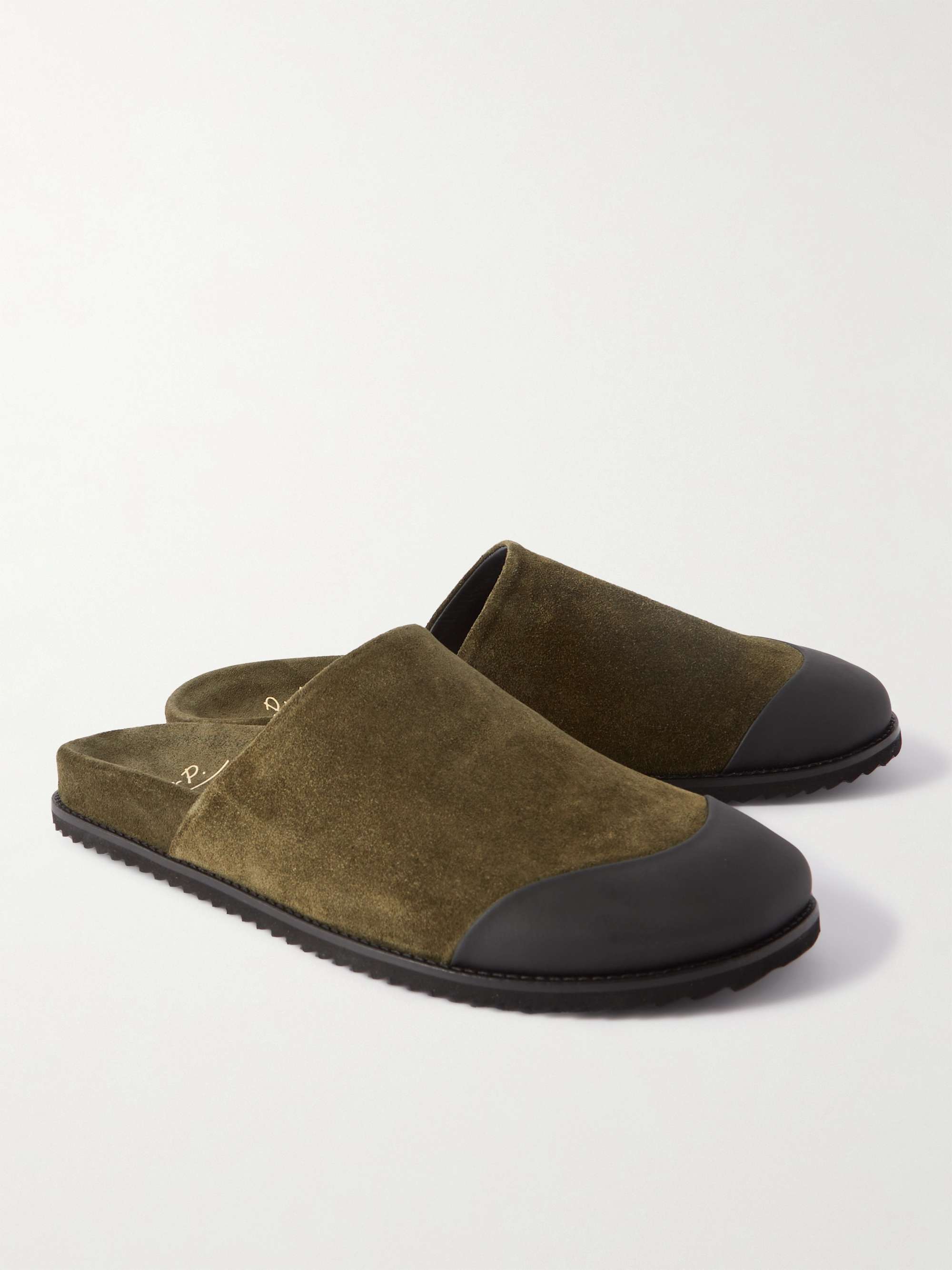 MR P. David Rubber-Trimmed Suede Mules