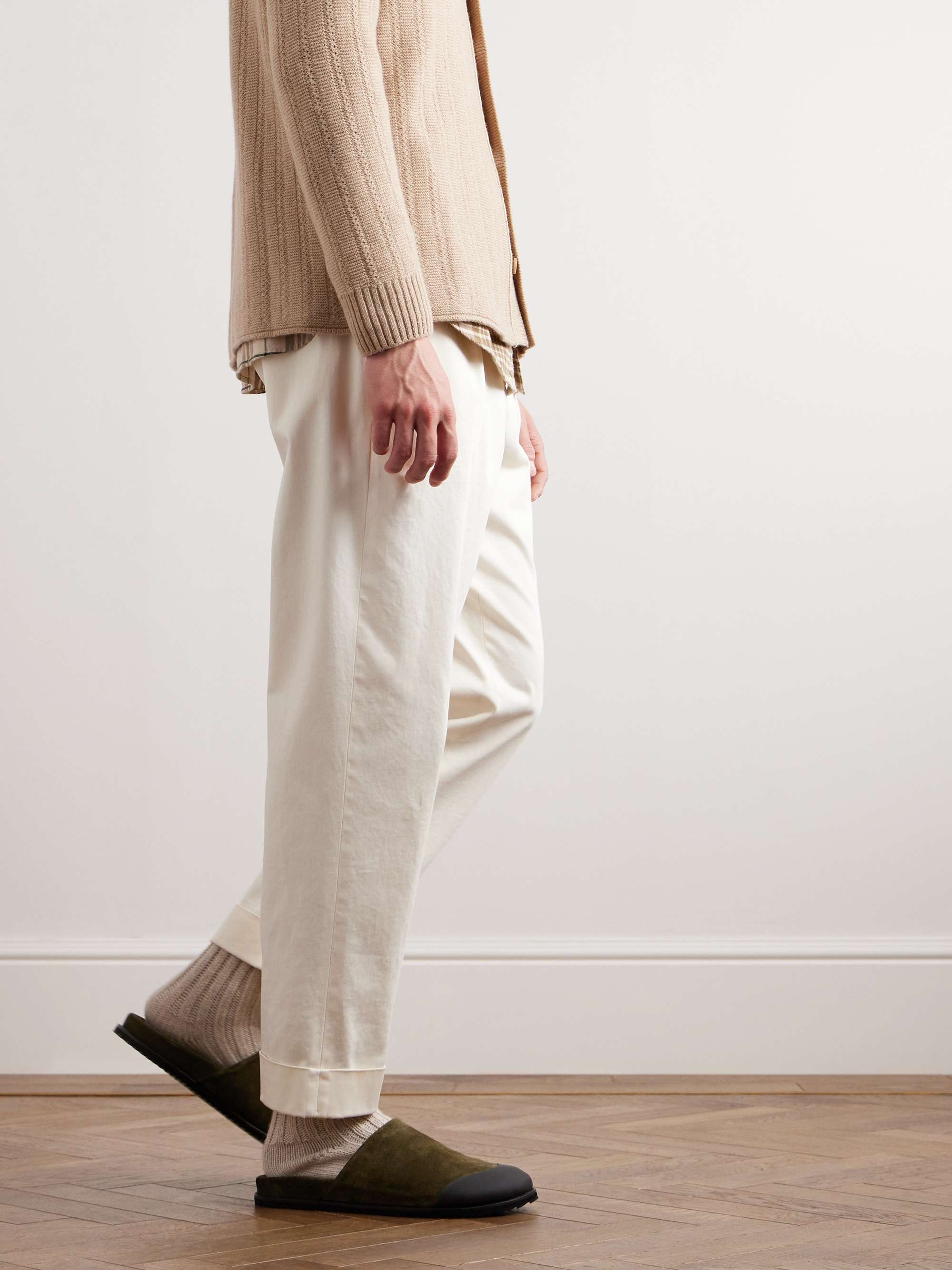 MR P. David Rubber-Trimmed Suede Mules