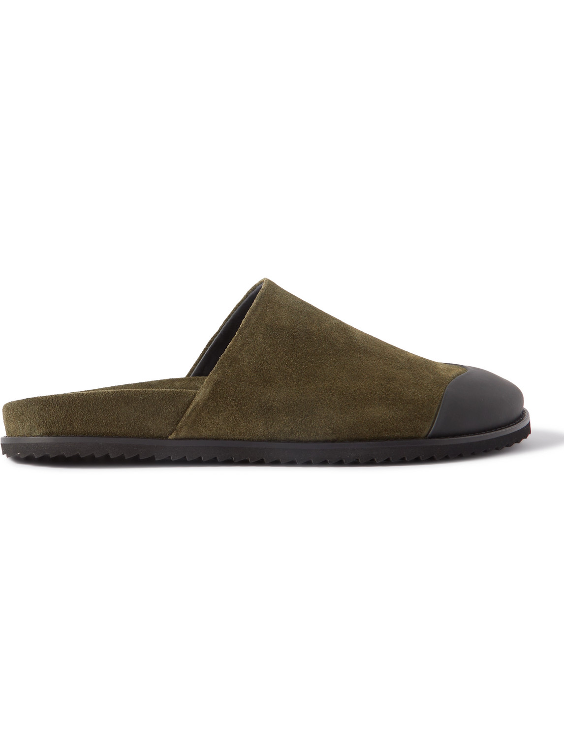 David Rubber-Trimmed Suede Mules