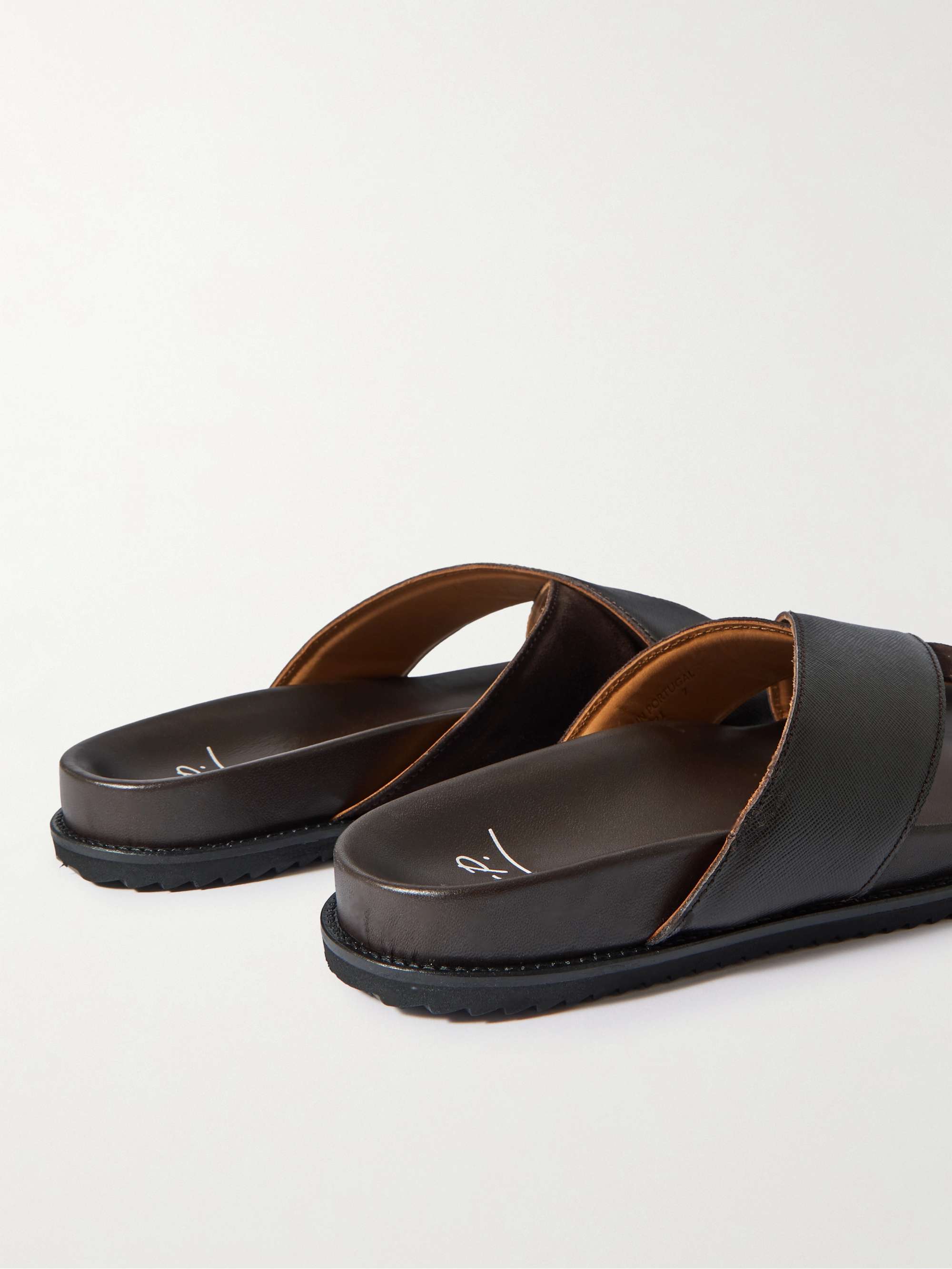 MR P. David Cross-Grain Leather and Suede Sandals