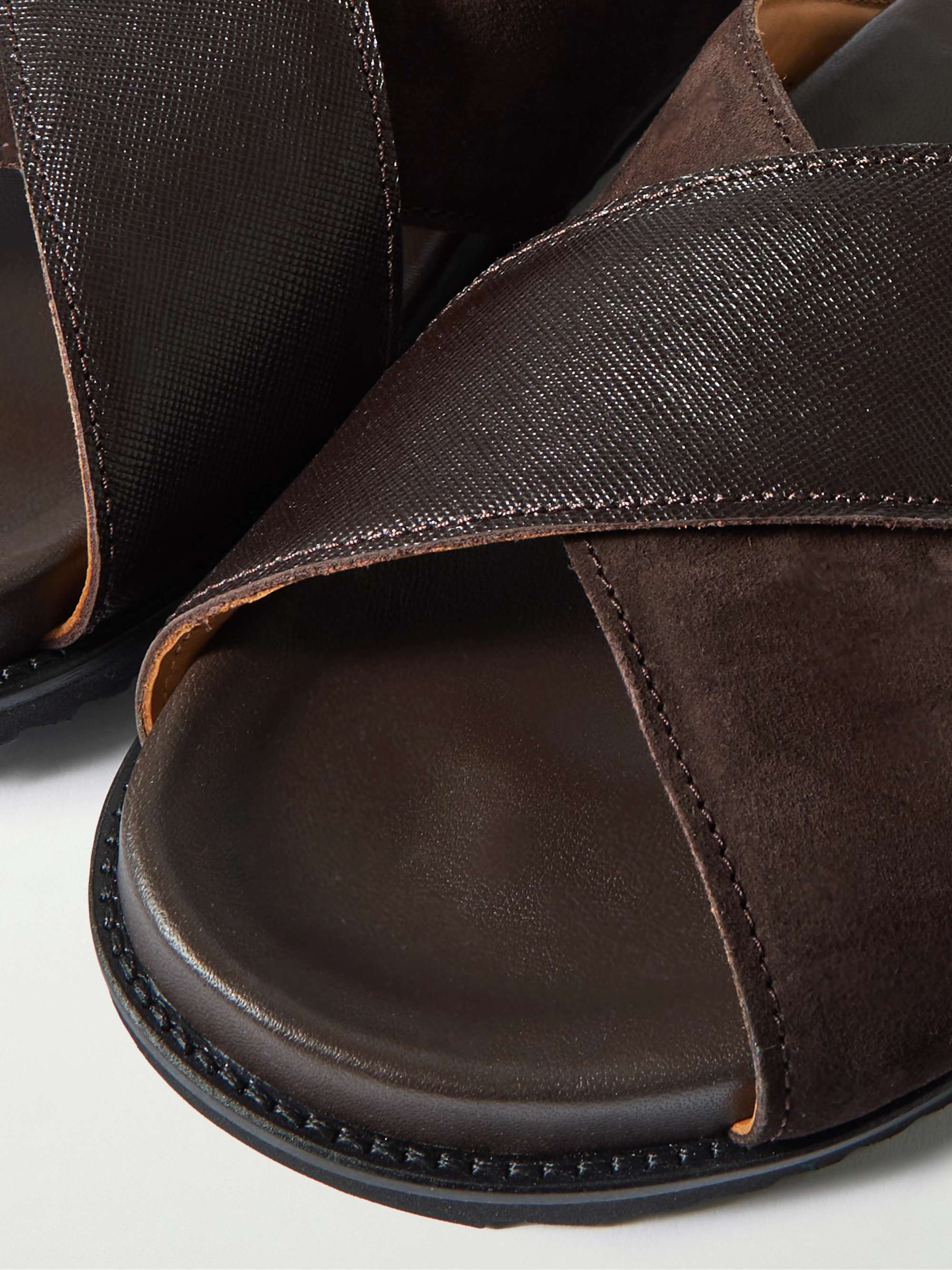 MR P. David Cross-Grain Leather and Suede Sandals