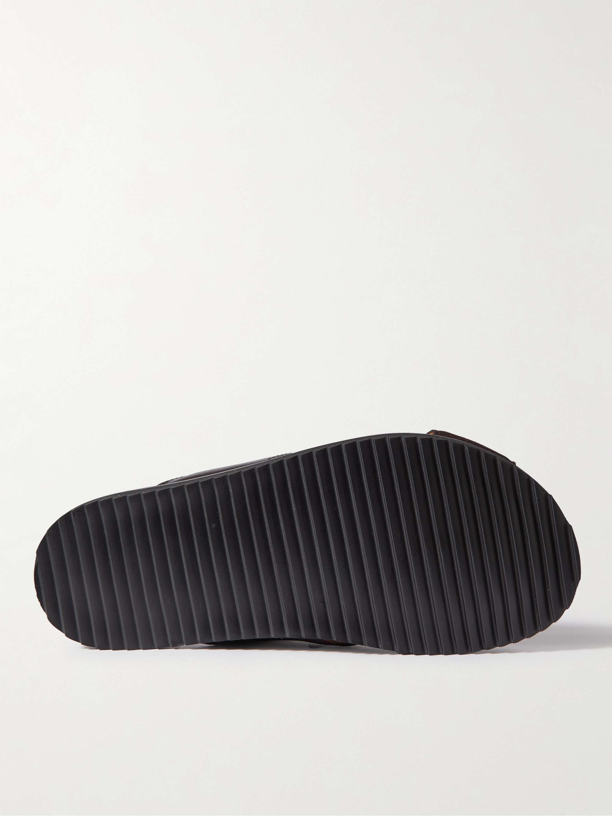 MR P. David Cross-Grain Leather and Suede Sandals