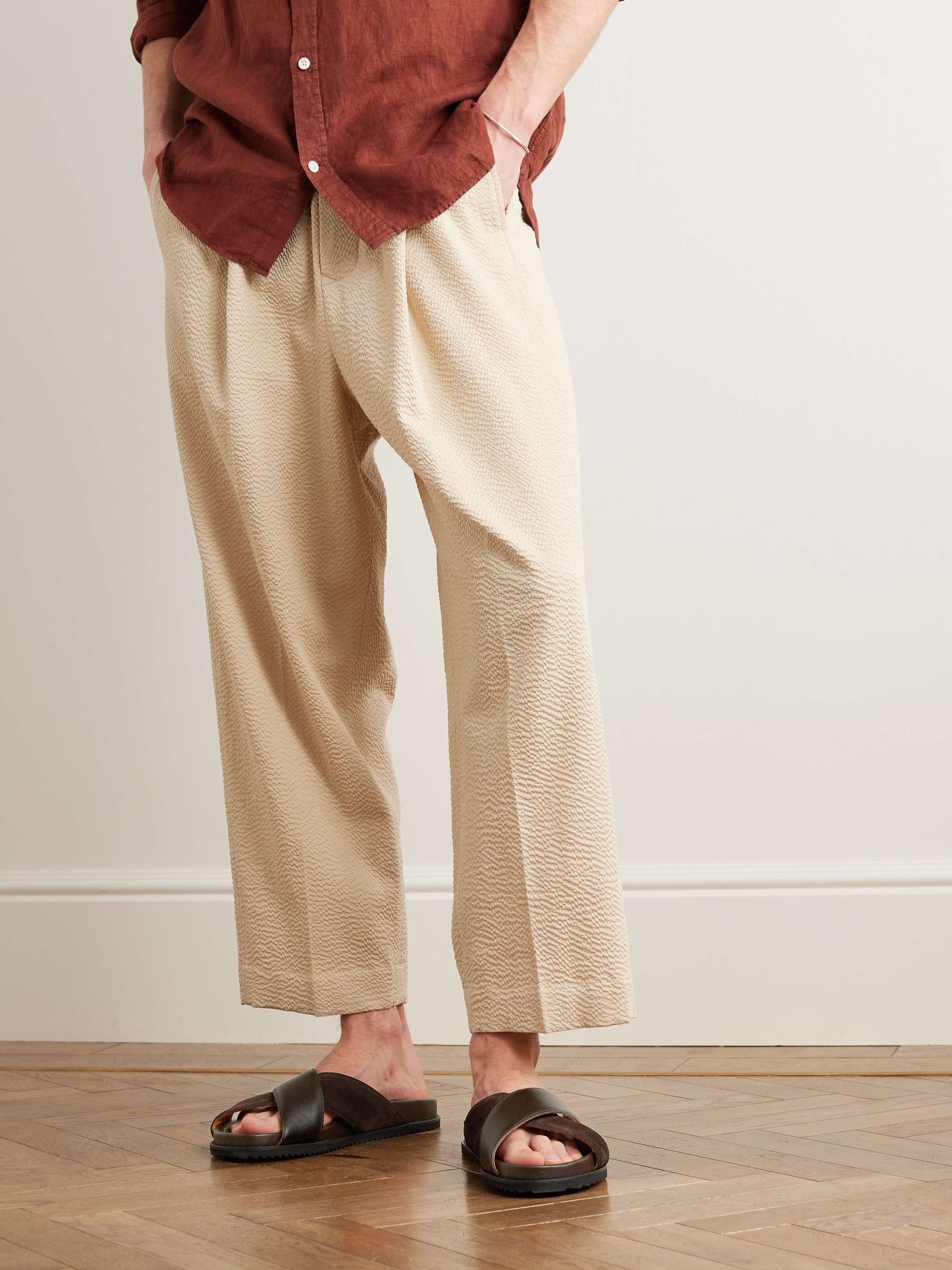 MR P. David Cross-Grain Leather and Suede Sandals