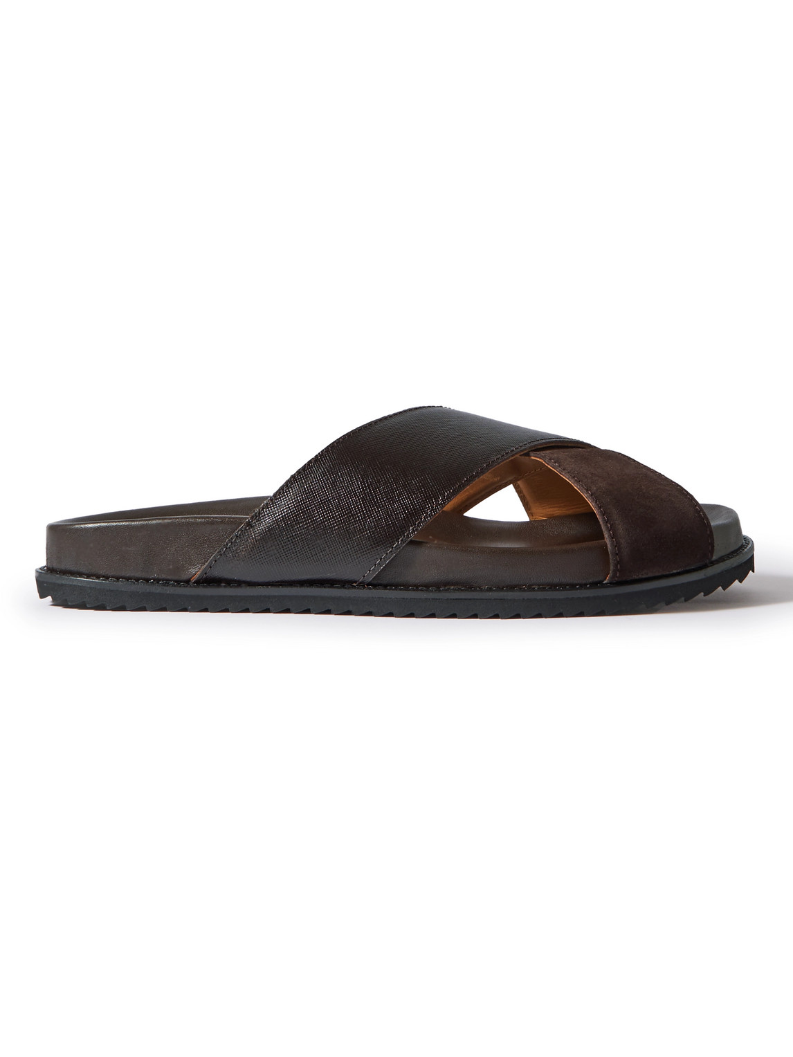 David Cross-Grain Leather and Suede Sandals