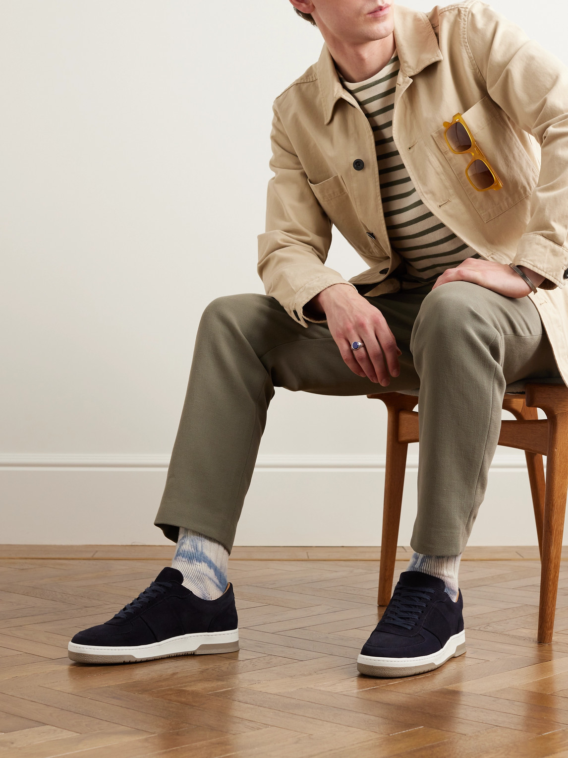 Shop Mr P Atticus Suede Sneakers In Blue