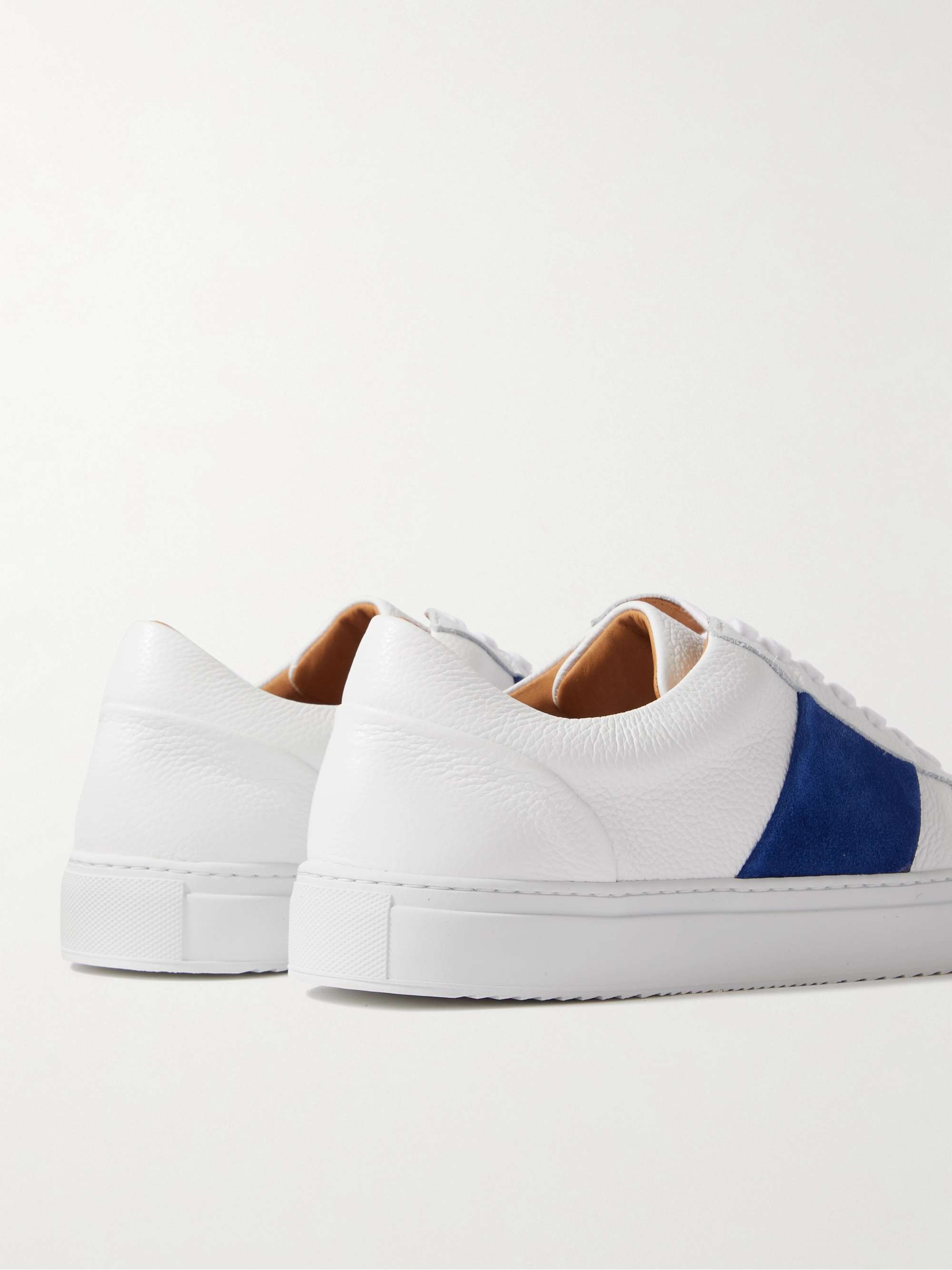 MR P. Larry Pebble-Grain Leather and Suede Sneakers