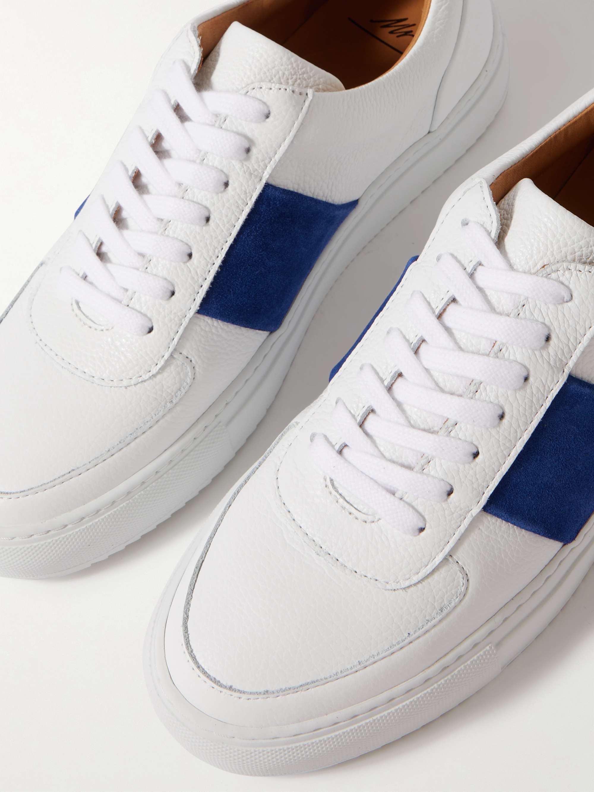 MR P. Larry Pebble-Grain Leather and Suede Sneakers