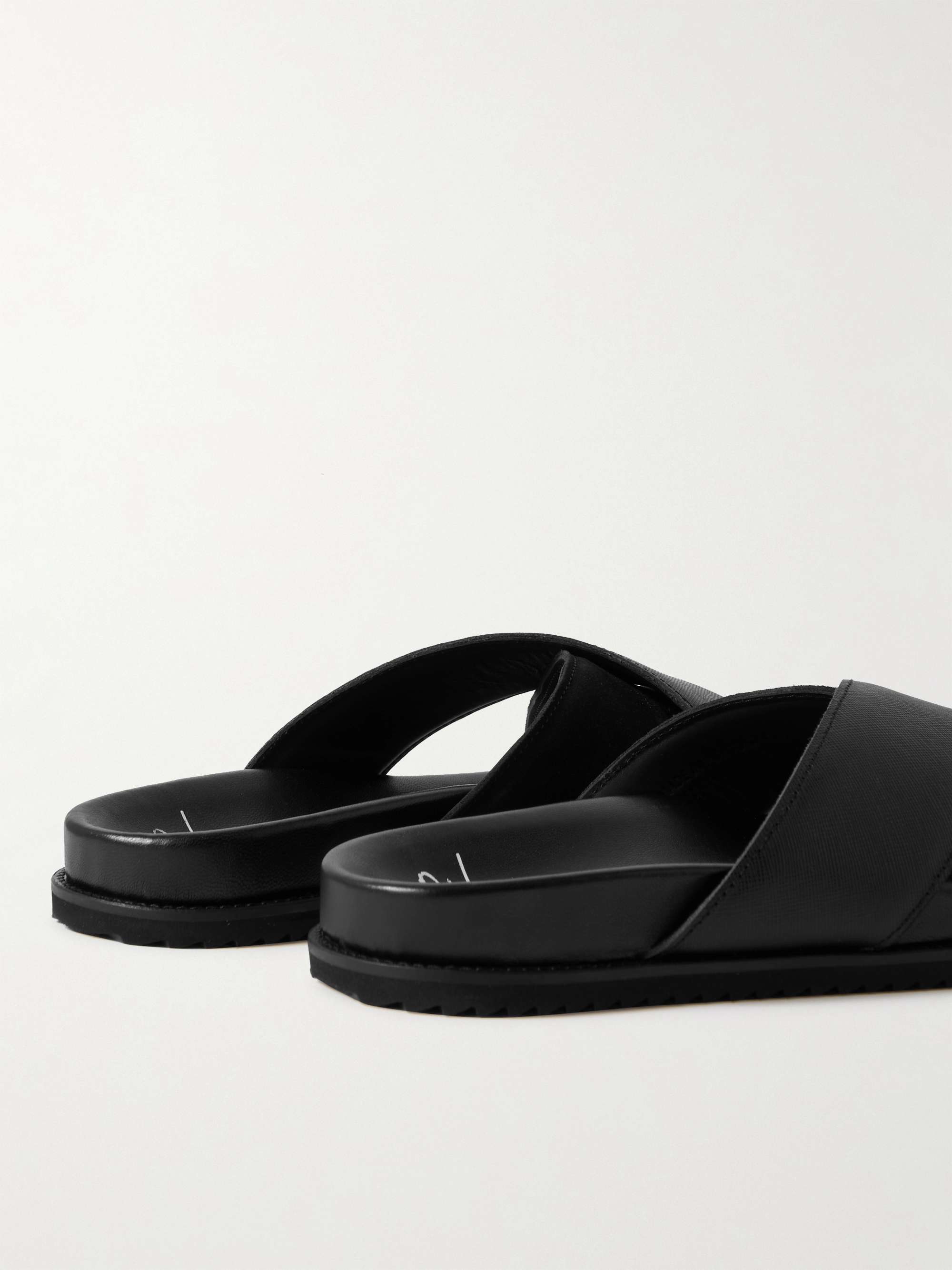 MR P. David Cross-Grain Leather and Suede Sandals