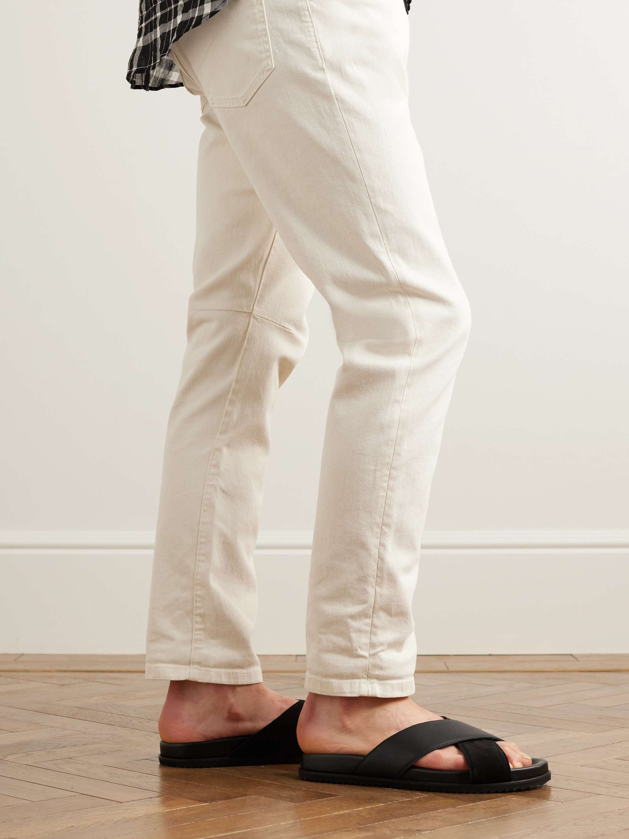 MR P. David Cross-Grain Leather and Suede Sandals