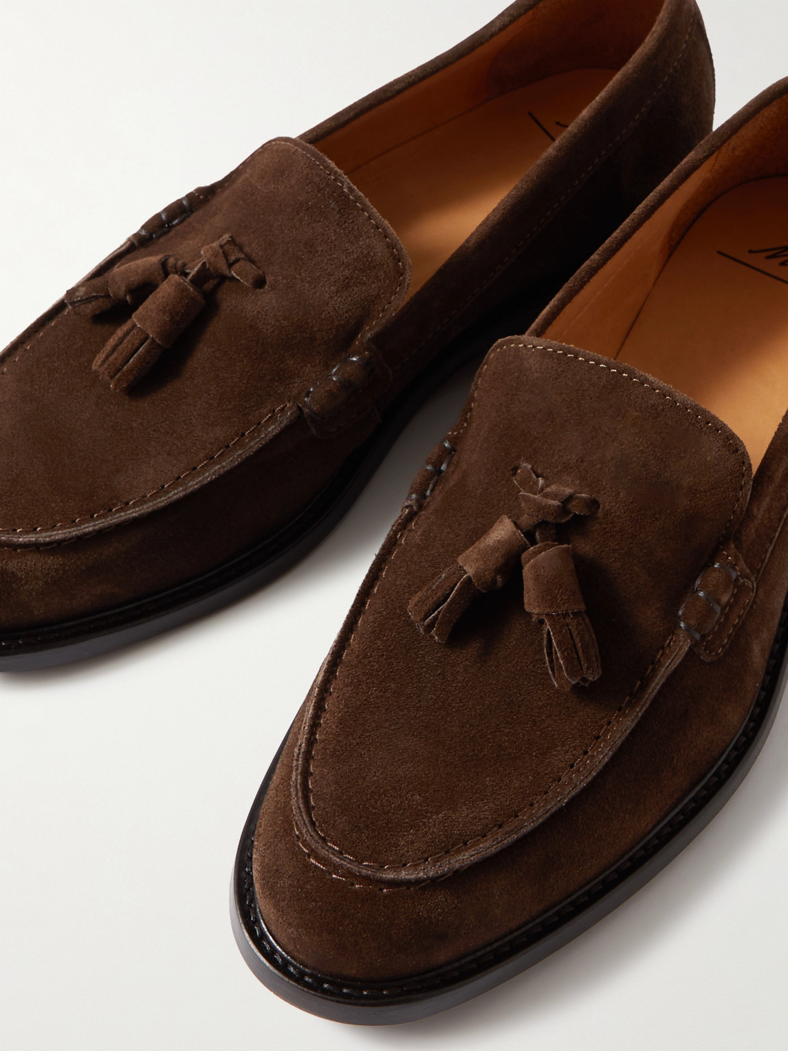 Shop Mr P Tasseled Regenerated Suede By Evolo® Loafers In Brown