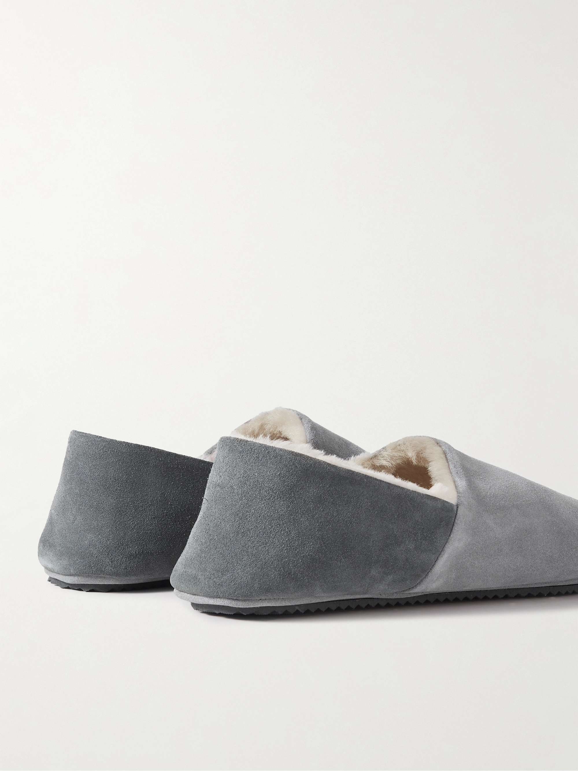 MR P. Babouche Shearling-Lined Suede Slippers