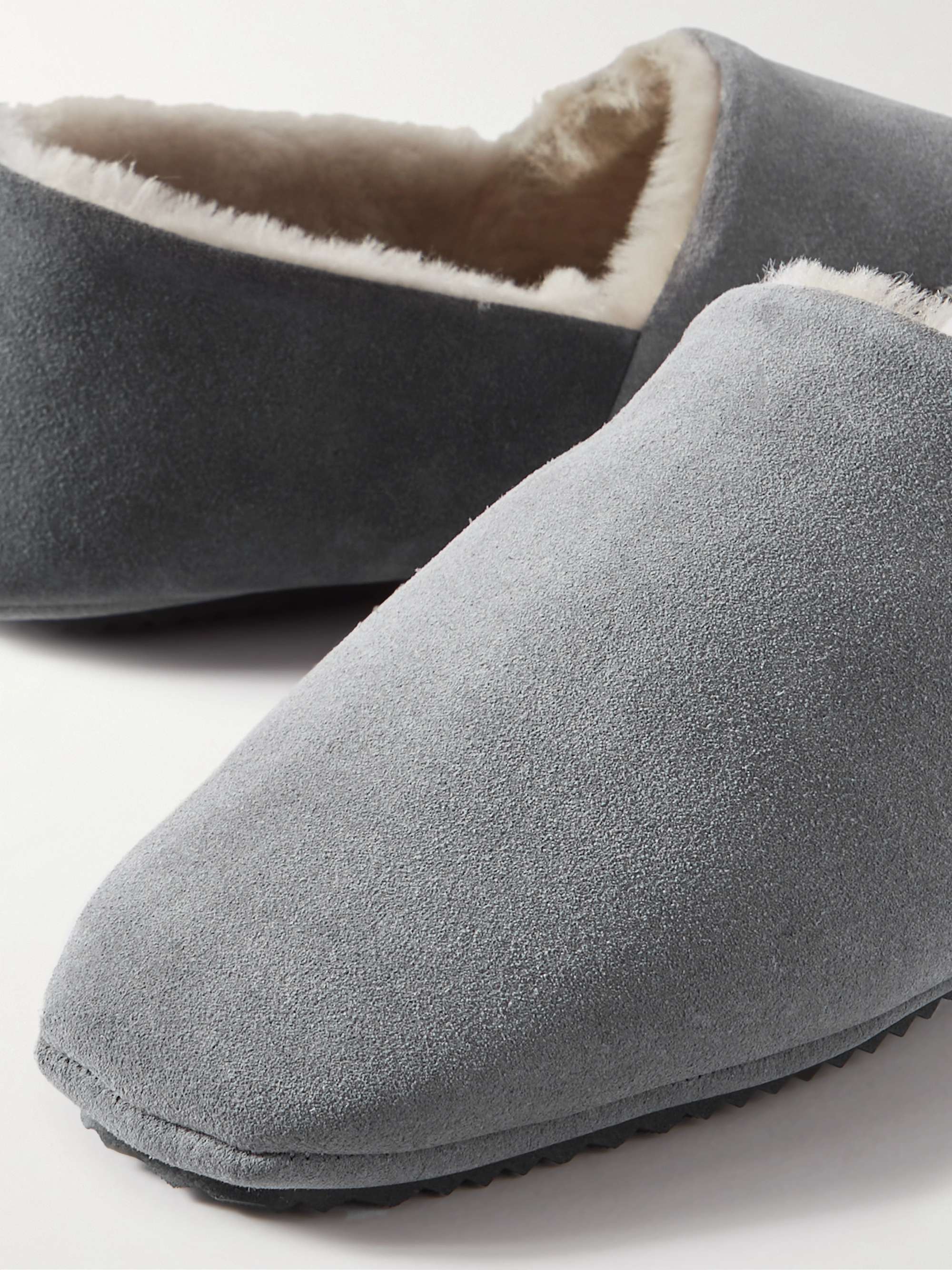 MR P. Babouche Shearling-Lined Suede Slippers