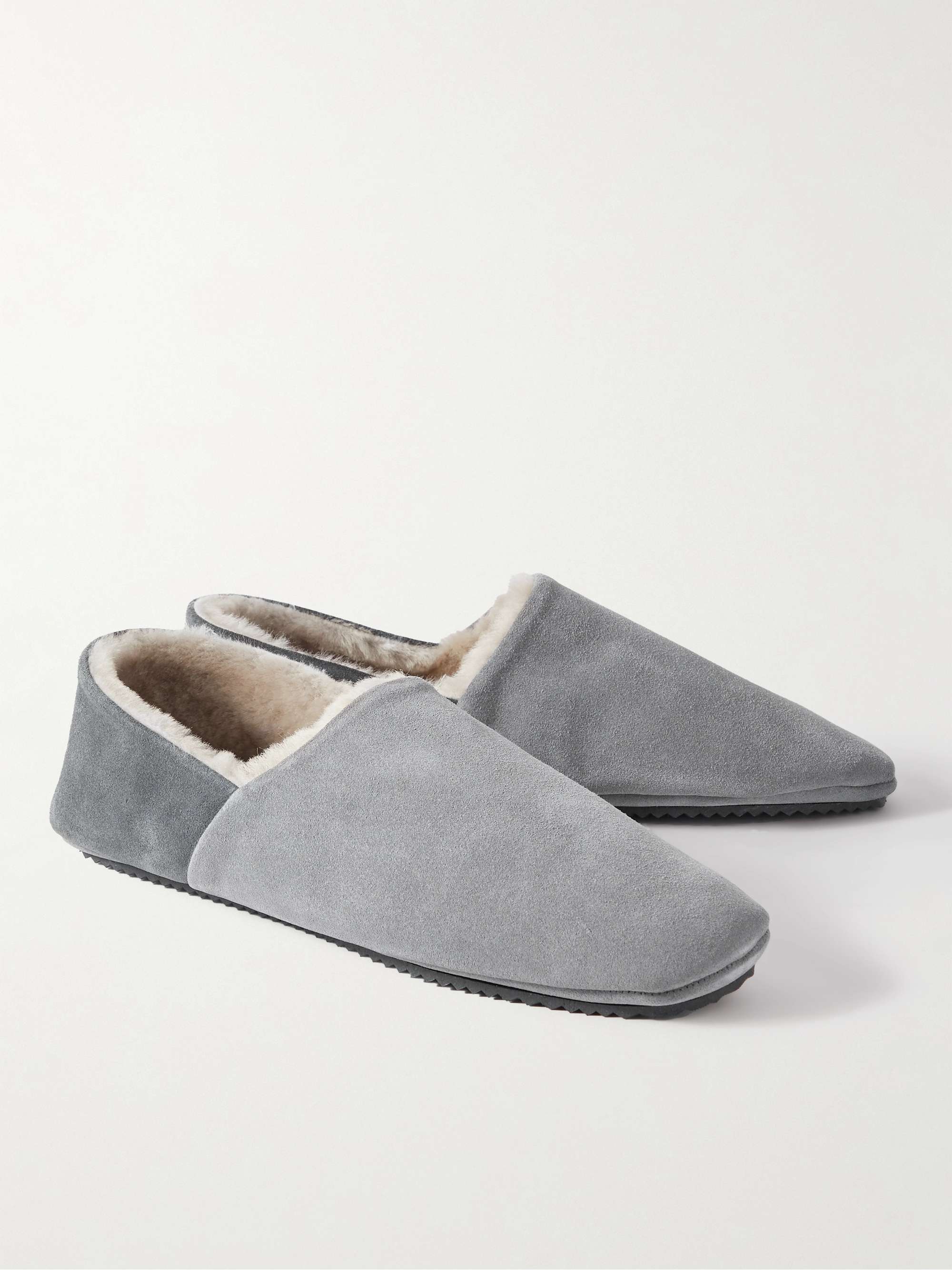 MR P. Babouche Shearling-Lined Suede Slippers