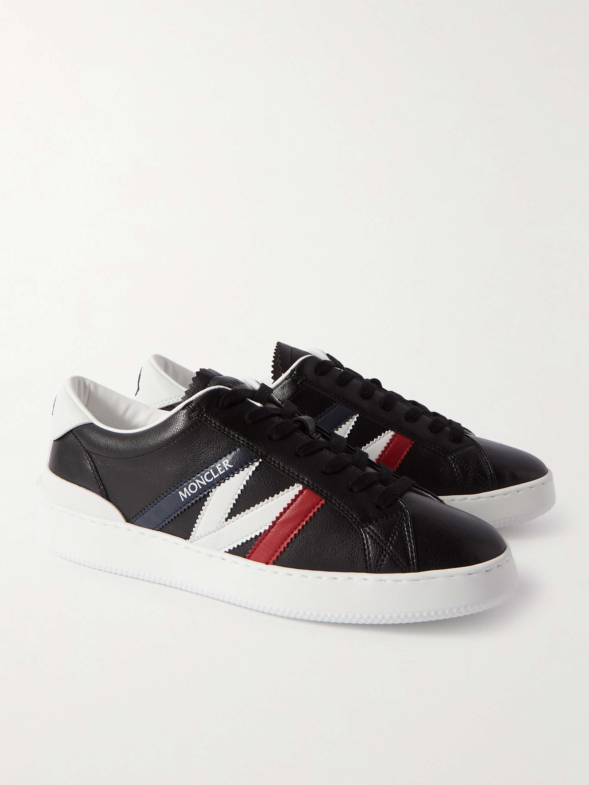 MONCLER Monaco M Striped Leather Sneakers