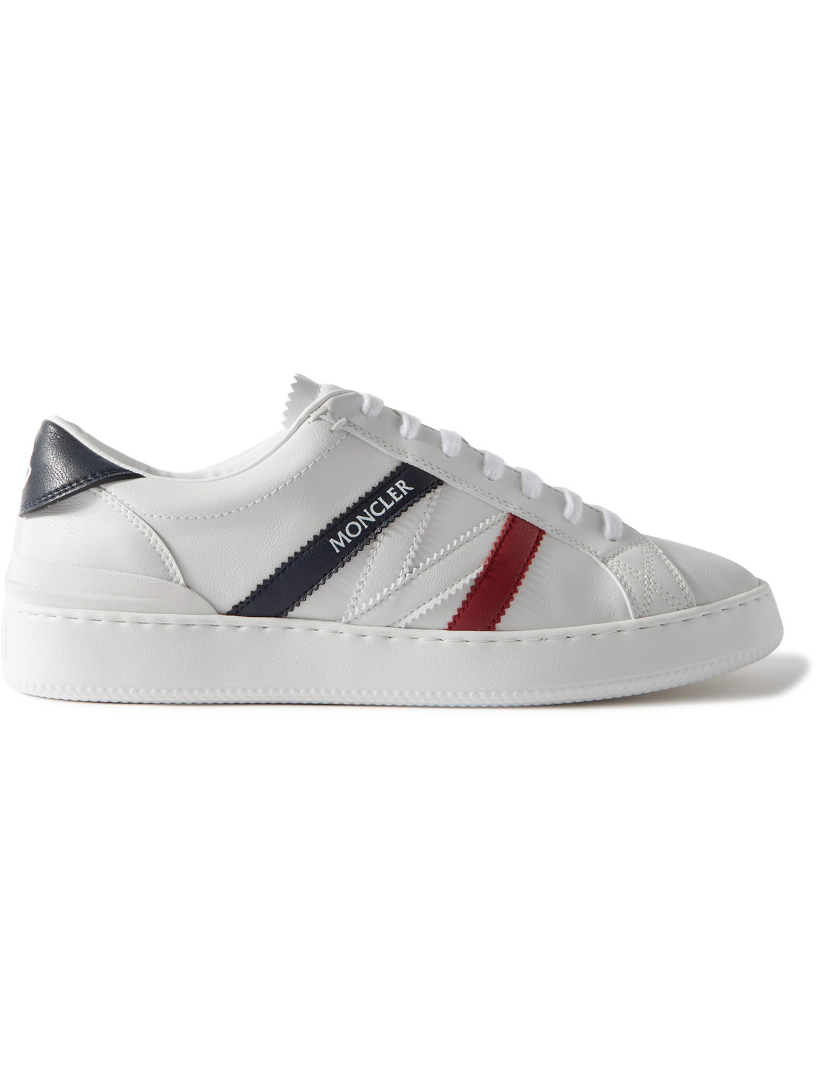 Shop Moncler Monaco M Striped Leather Sneakers In White