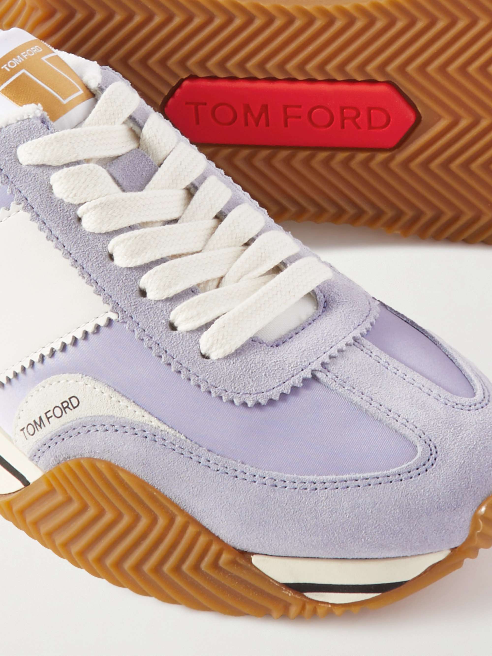 TOM FORD James Rubber-Trimmed Leather, Suede and Nylon Sneakers