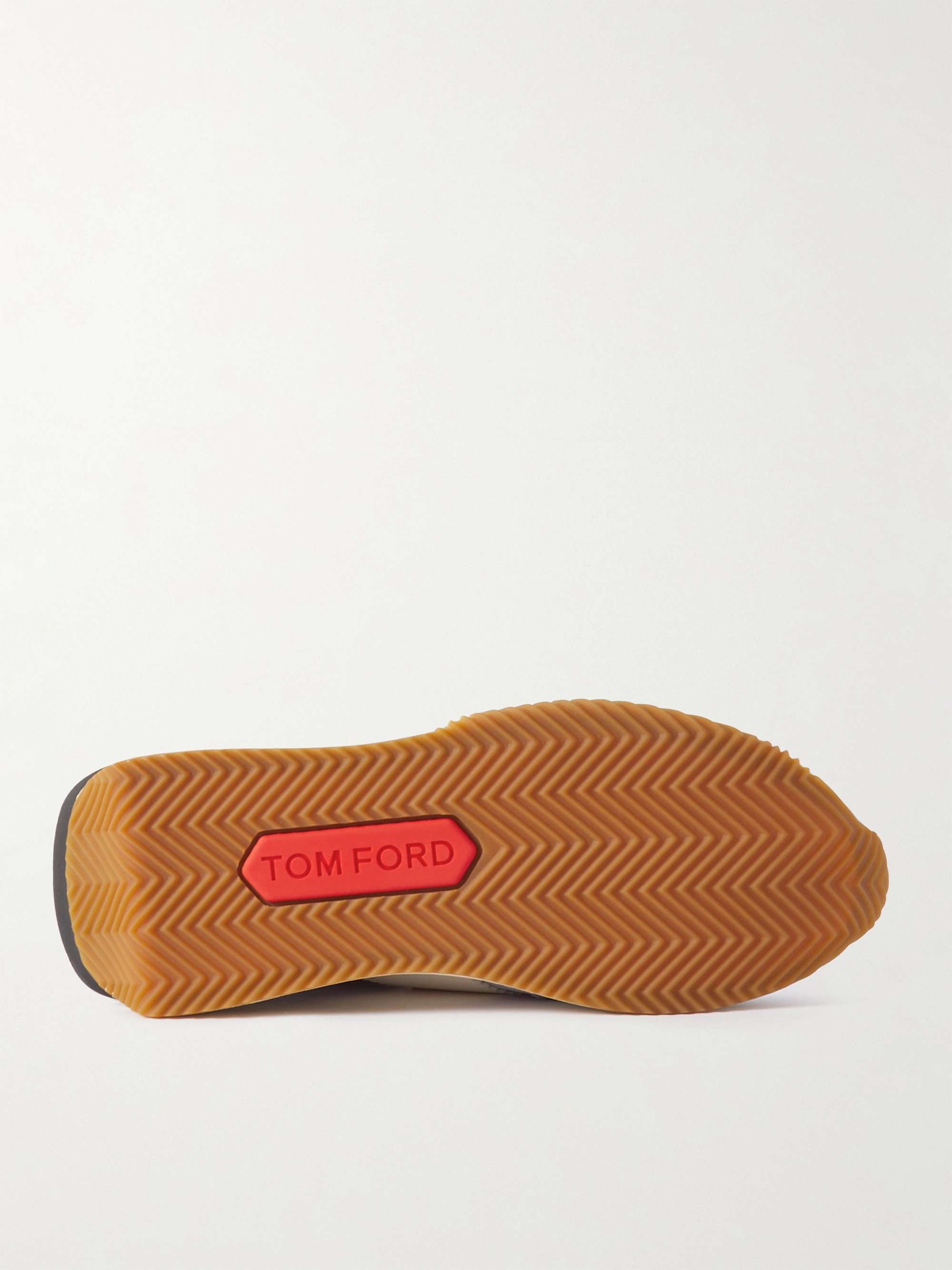 TOM FORD James Rubber-Trimmed Leather, Suede and Nylon Sneakers