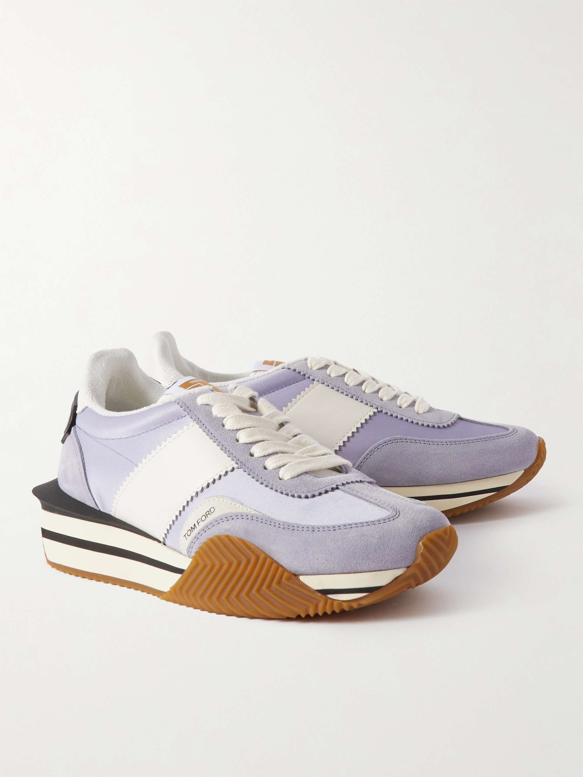 TOM FORD James Rubber-Trimmed Leather, Suede and Nylon Sneakers
