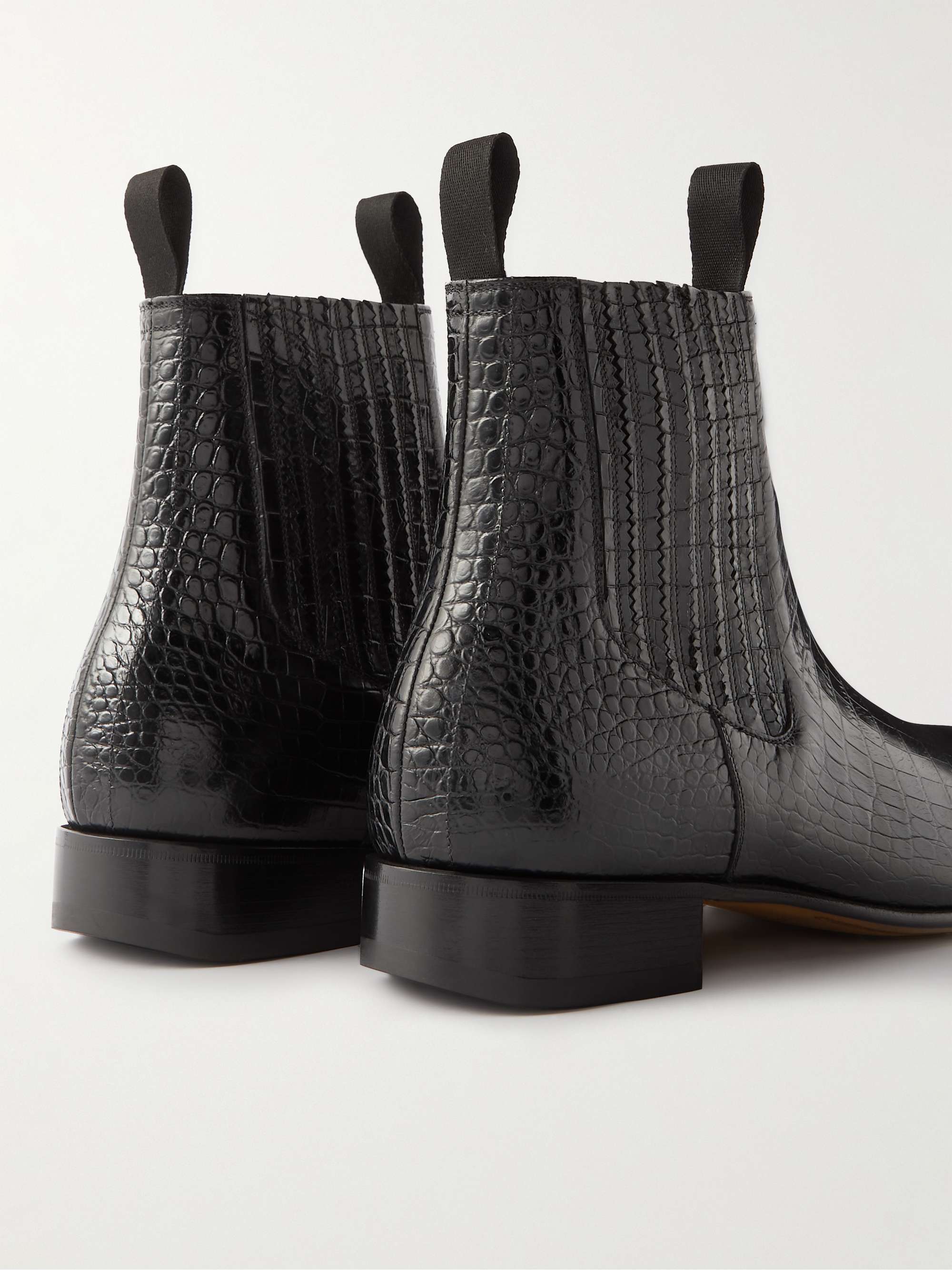 TOM FORD Kurt Croc-Print Leather Chelsea Boots