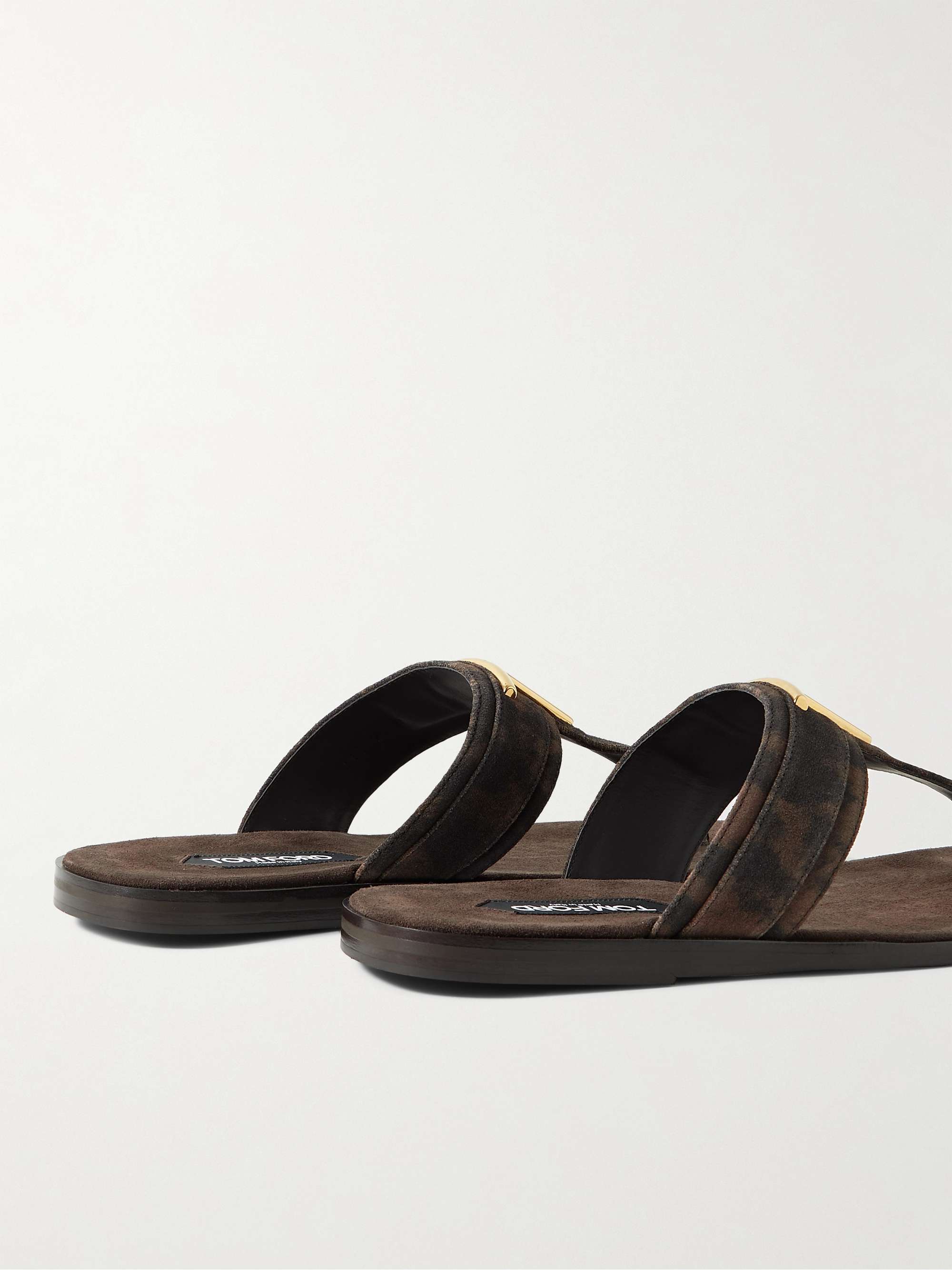 TOM FORD Harrison Logo-Embellished Leopard-Print Suede Sandals