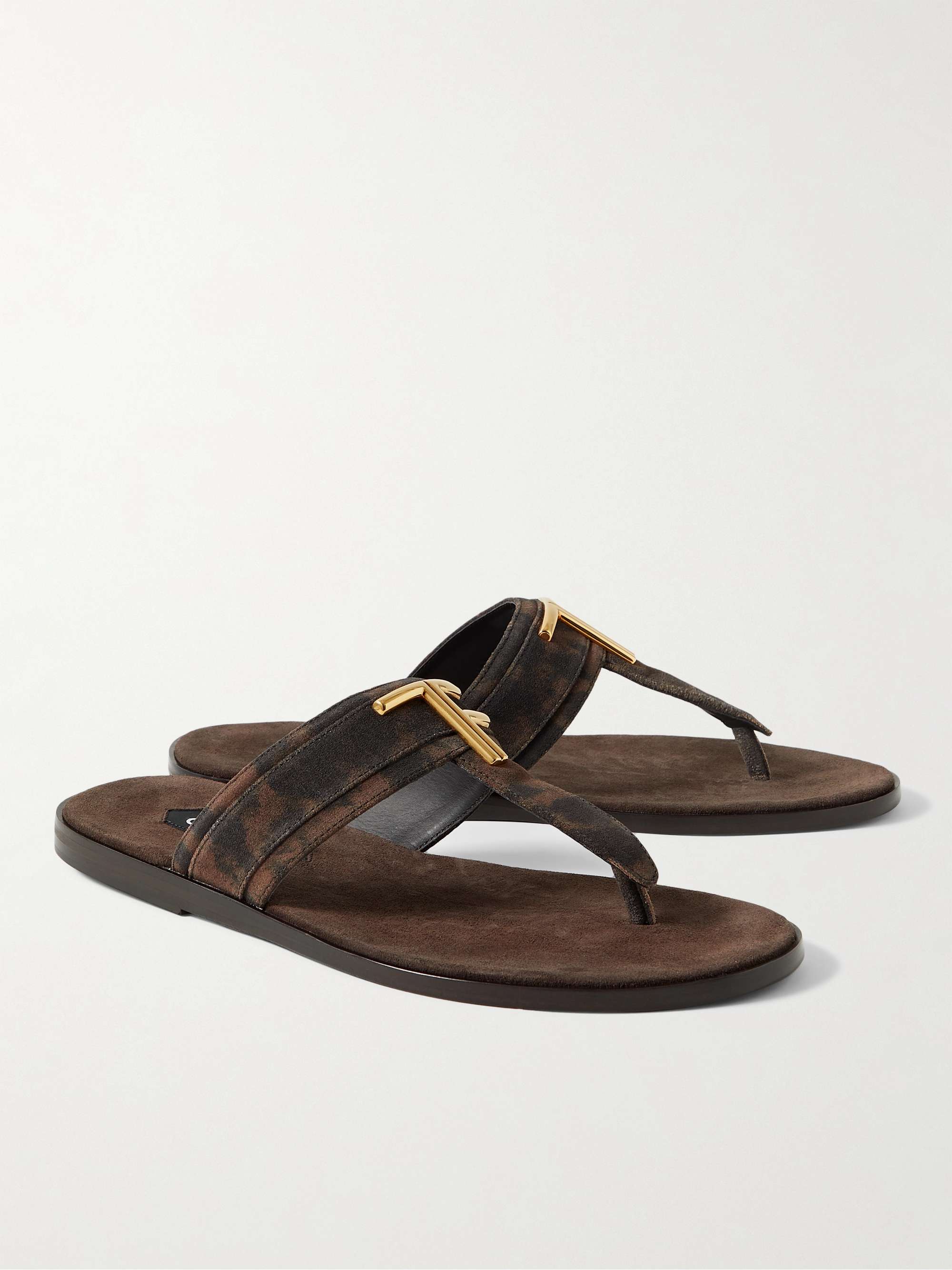 TOM FORD Harrison Logo-Embellished Leopard-Print Suede Sandals