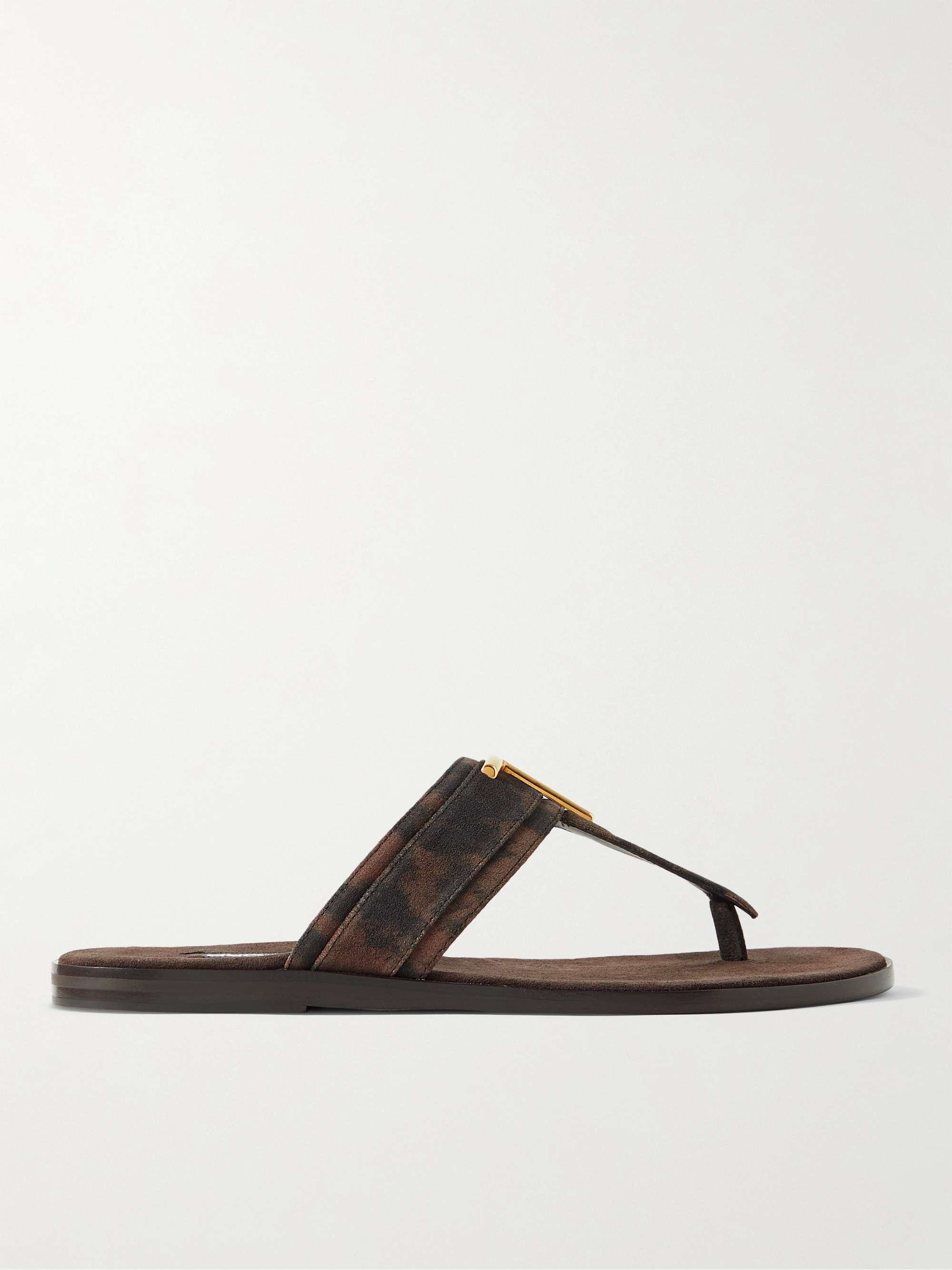 TOM FORD Harrison Logo-Embellished Leopard-Print Suede Sandals for Men ...