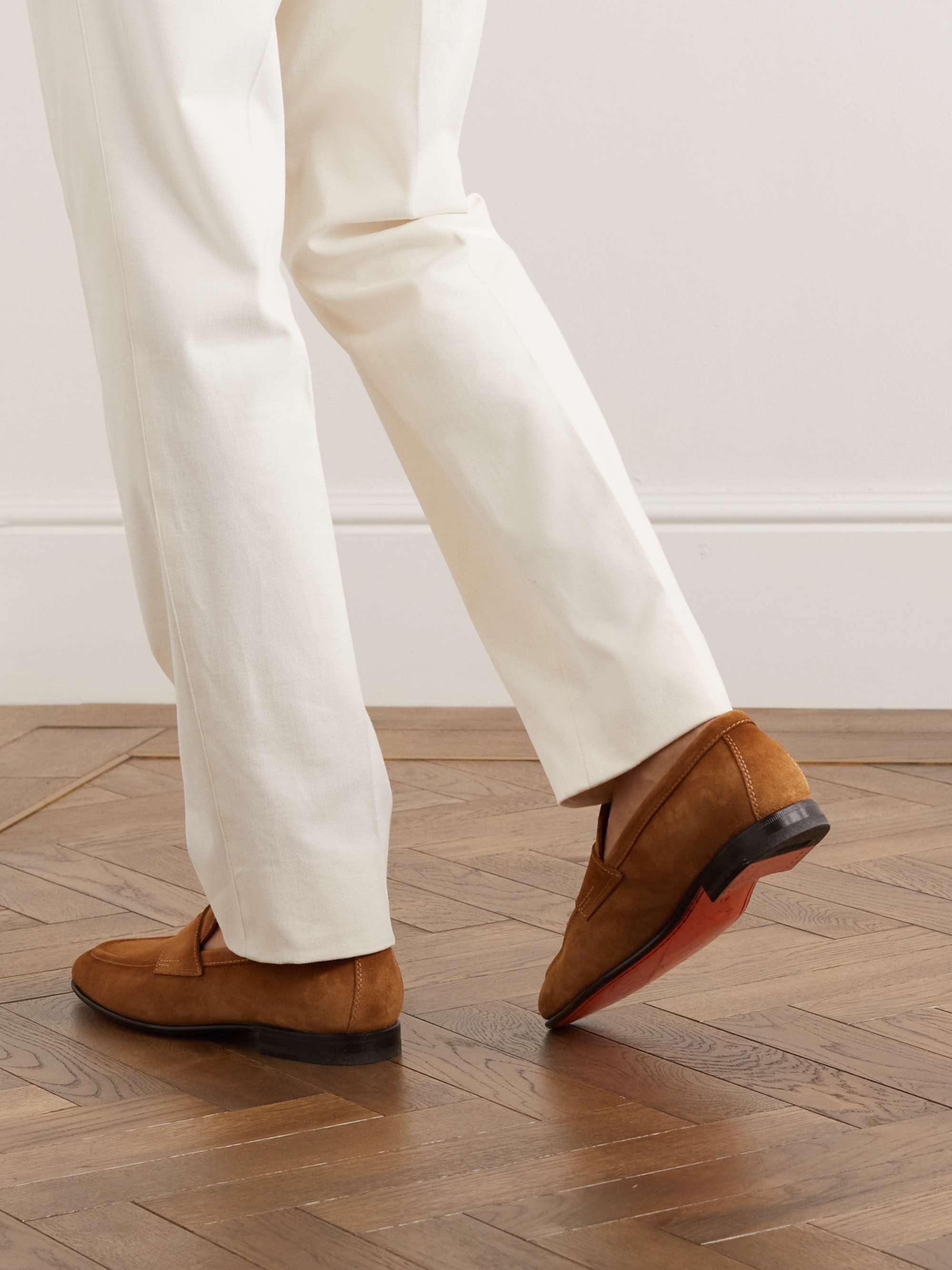 SANTONI Damages Suede Loafers