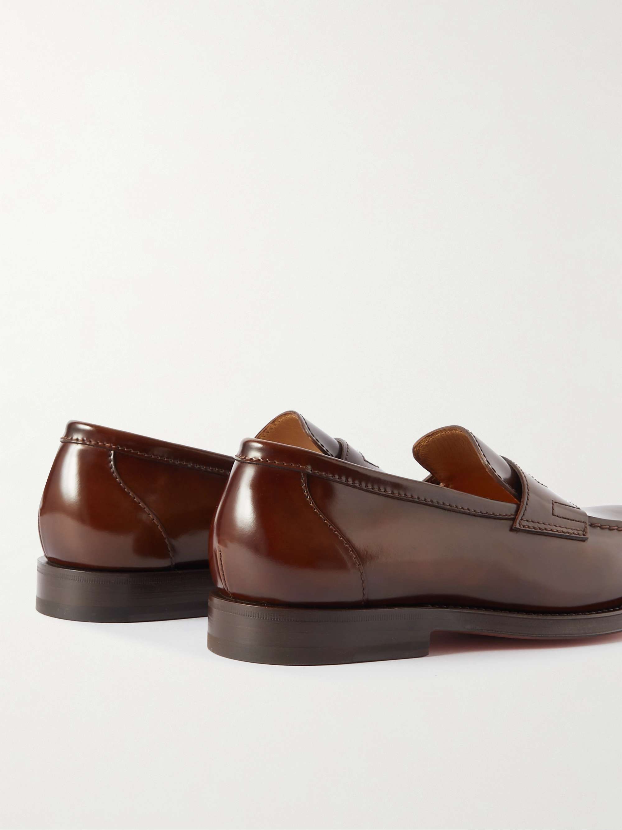 SANTONI Leather Penny Loafers