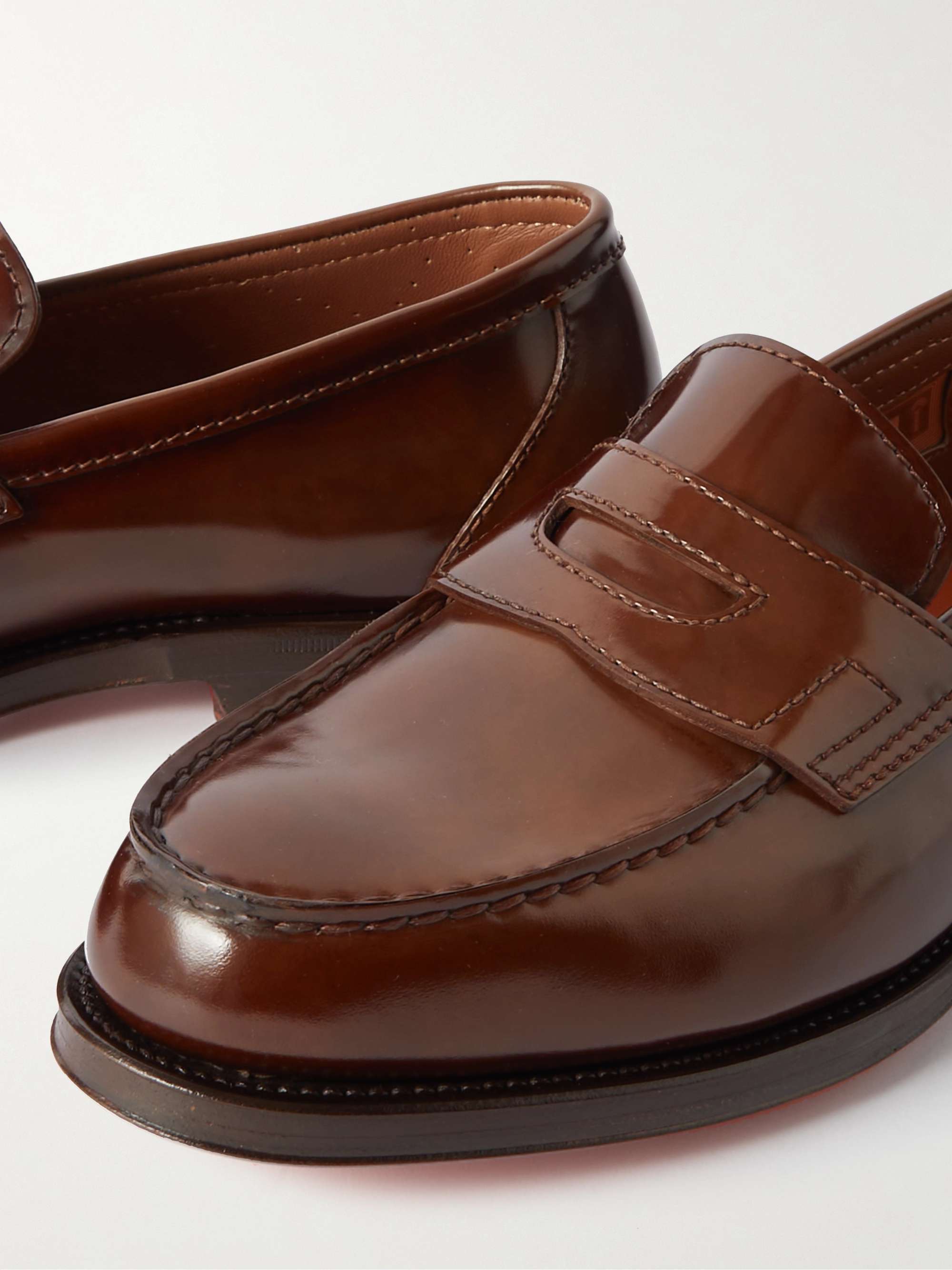 SANTONI Leather Penny Loafers