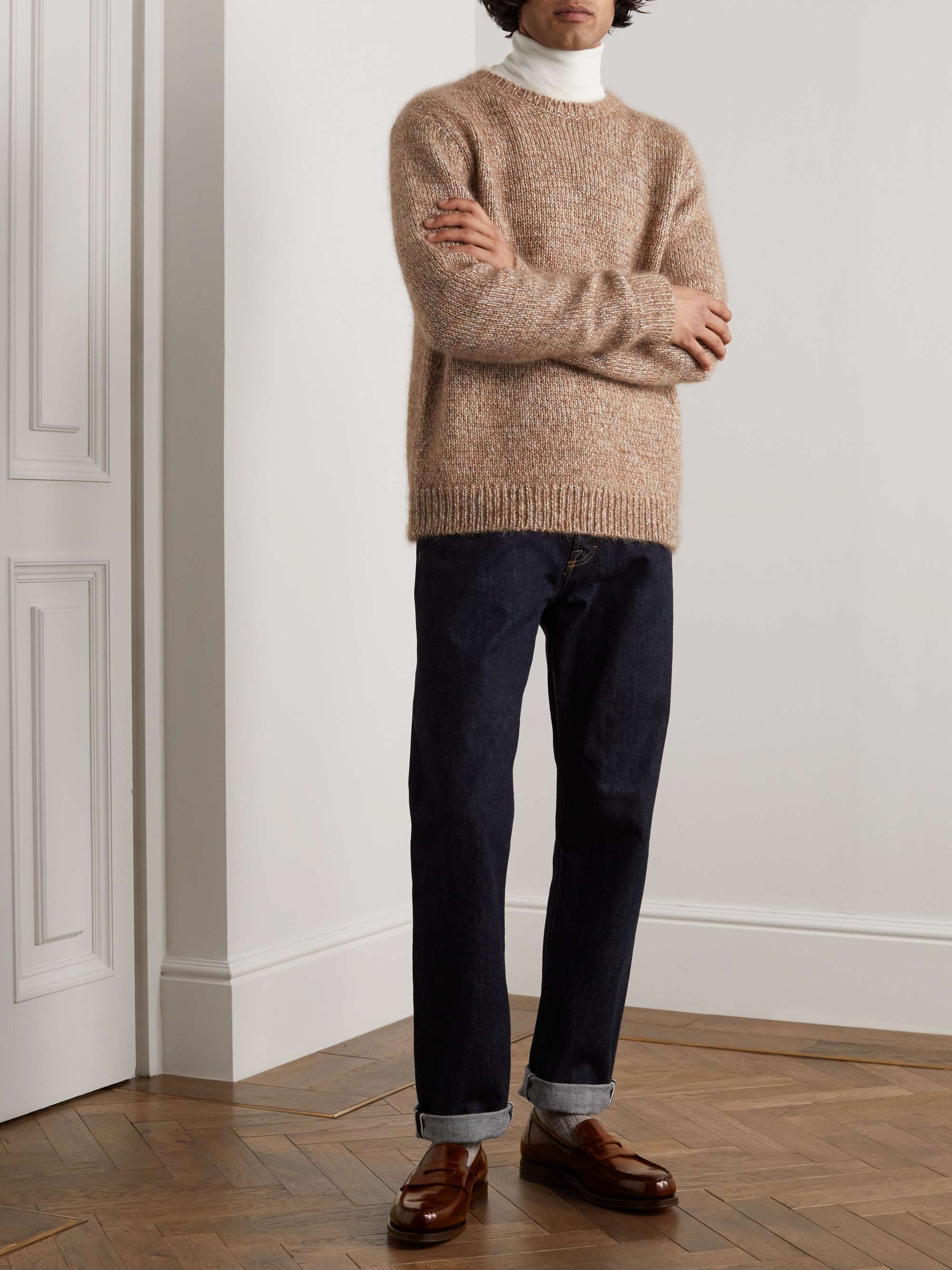 SANTONI Leather Penny Loafers