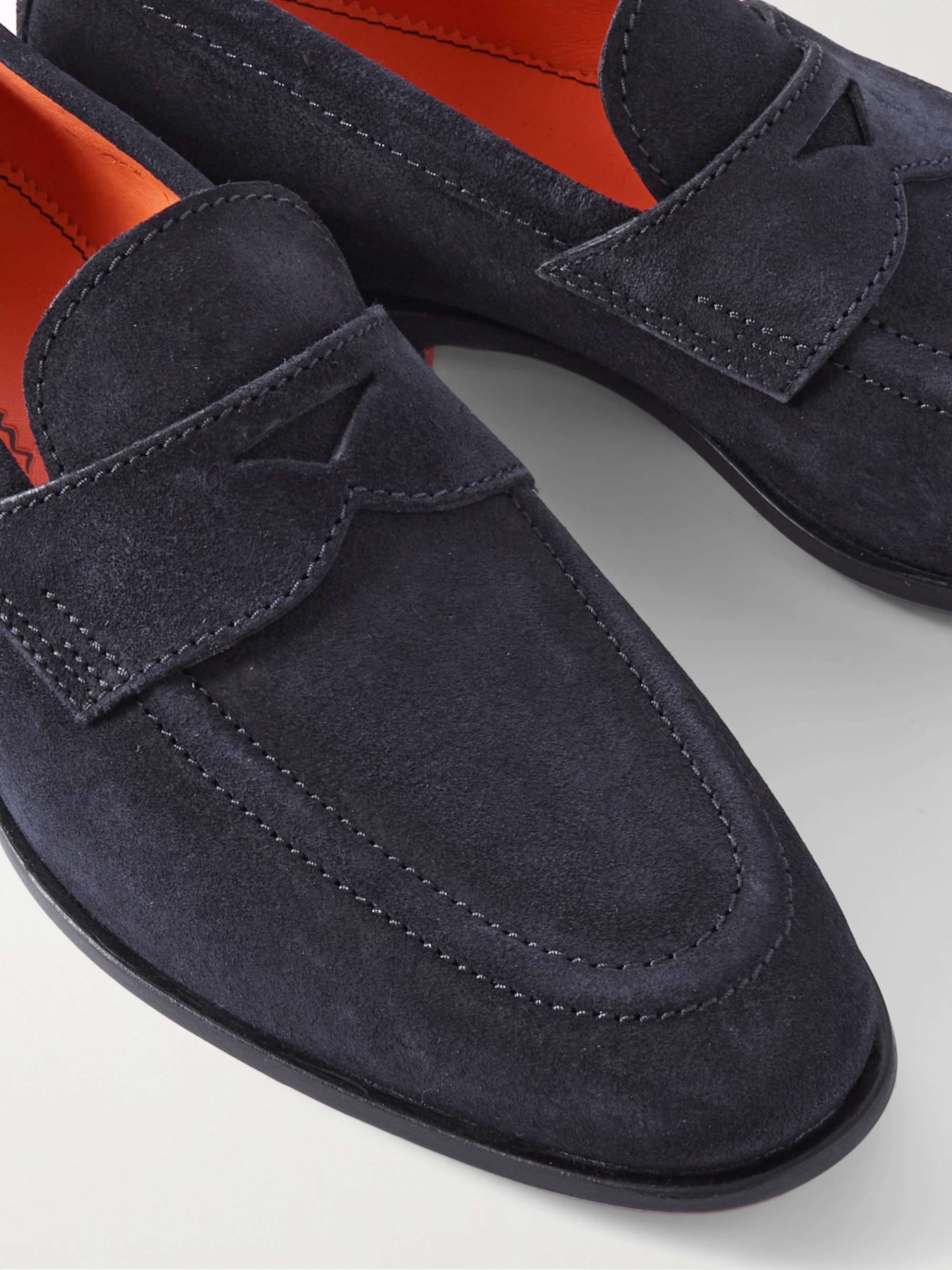 SANTONI Damages Suede Loafers