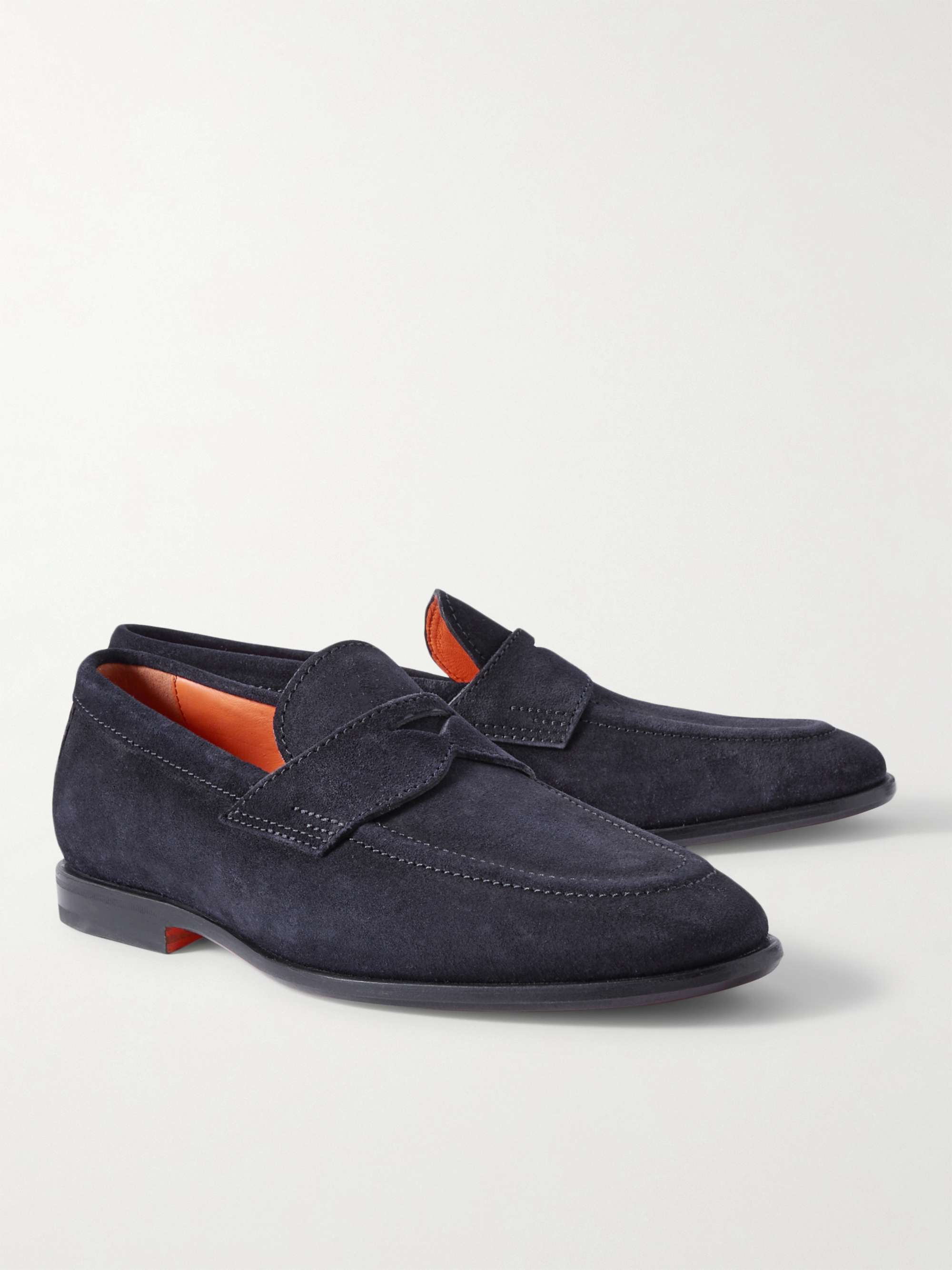 SANTONI Damages Suede Loafers