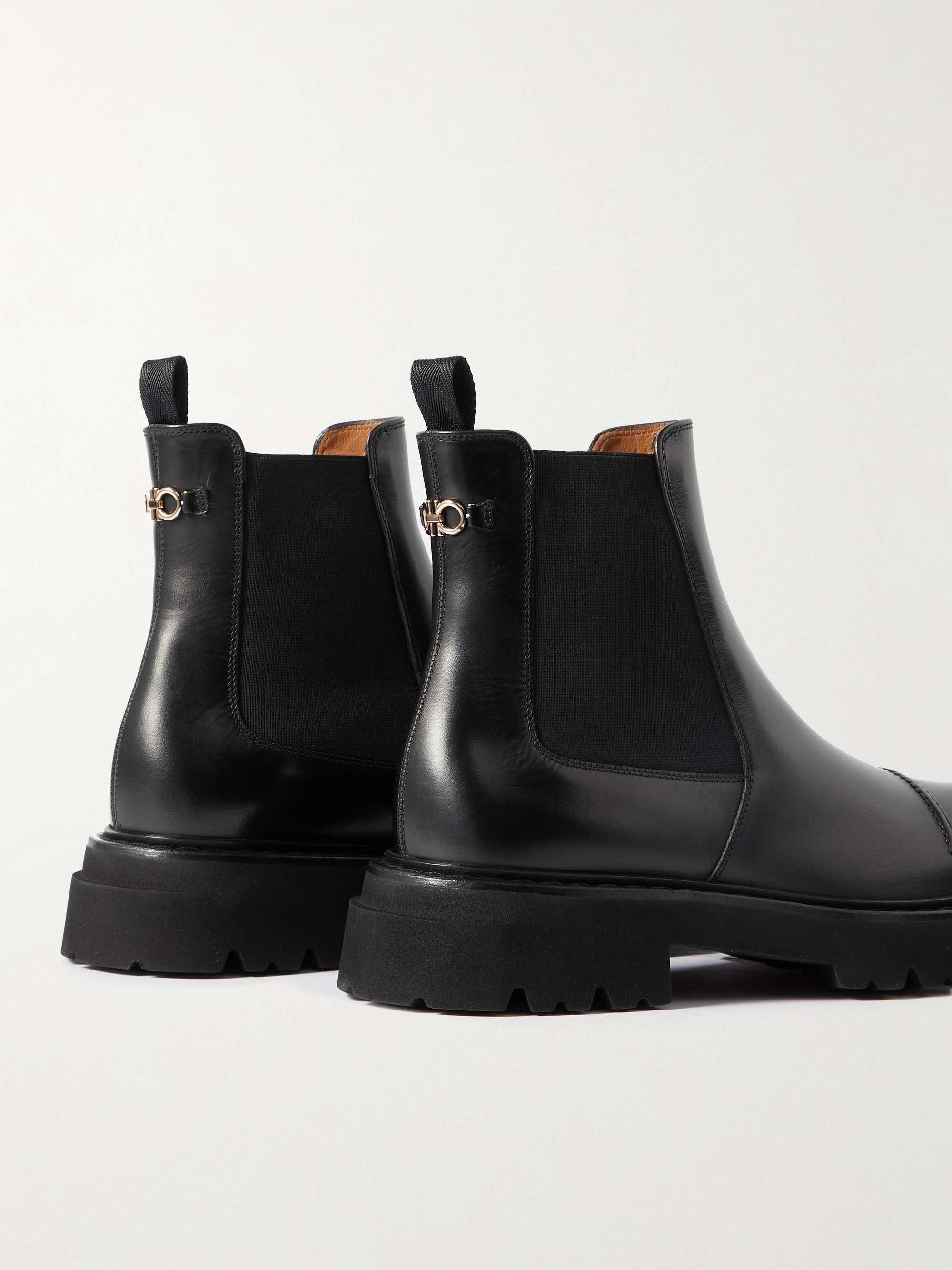 FERRAGAMO George 2 Embellished Leather Chelsea Boots