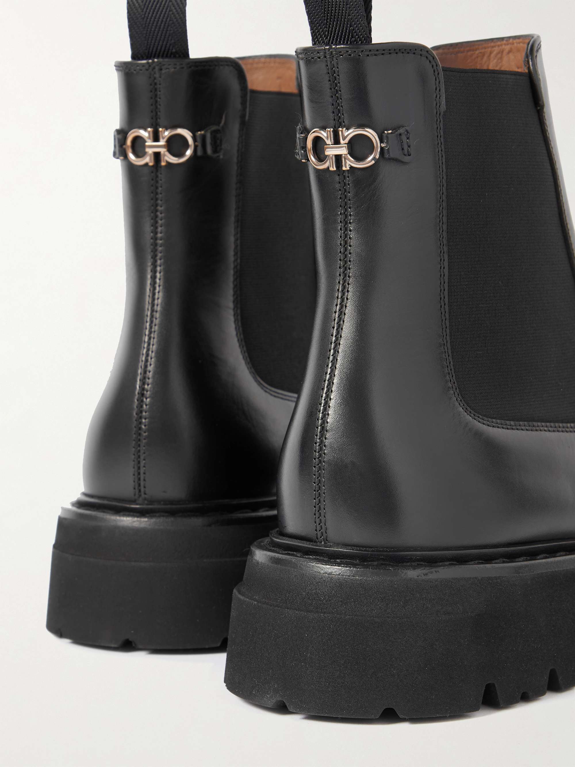 FERRAGAMO George 2 Embellished Leather Chelsea Boots