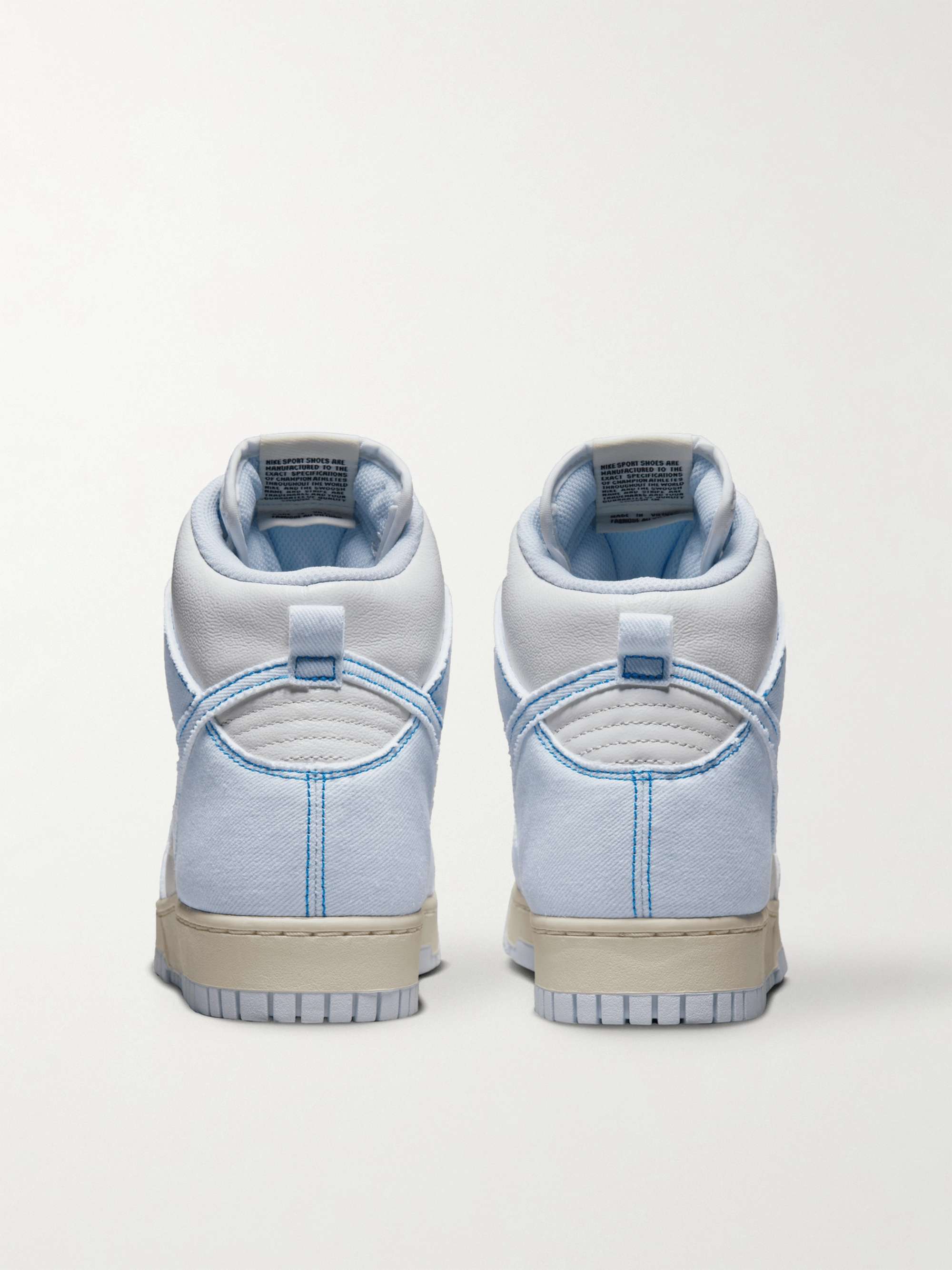 NIKE Dunk Hi 1985 Leather and Denim Sneakers