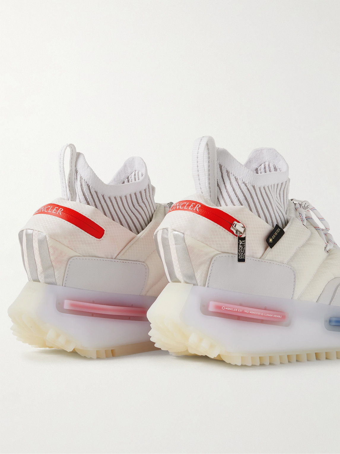 MONCLER GENIUS ADIDAS ORIGINALS NMD RUNNER STRETCH JERSEY-TRIMMED QUILTED GORE-TEX HIGH-TOP SNEAKERS 