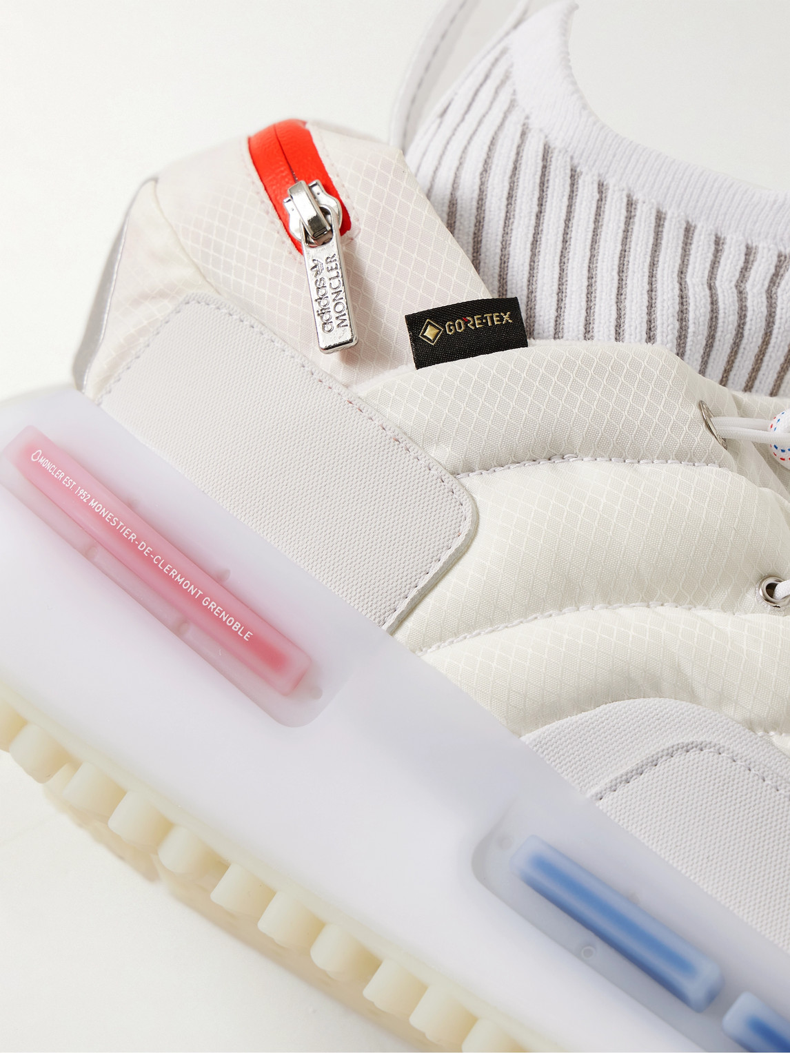 Shop Moncler Genius Adidas Originals Nmd Runner Stretch Jersey-trimmed Quilted Gore-tex High-top Sneakers In White