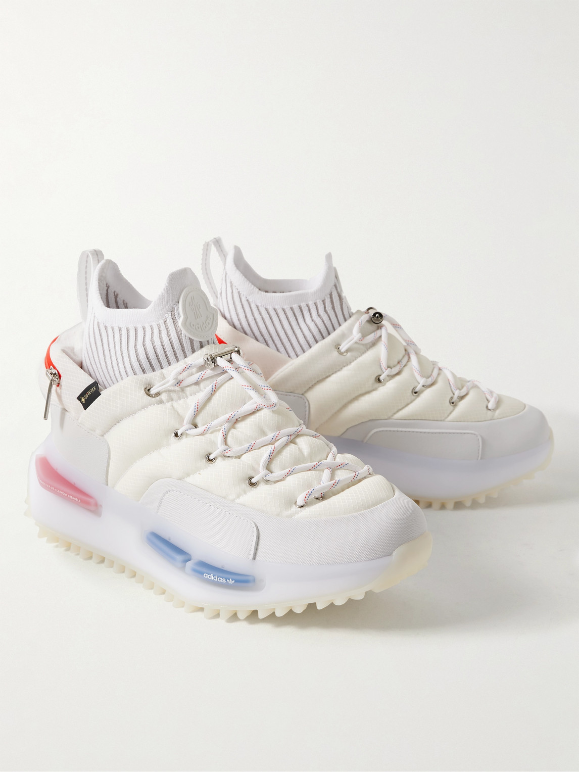 Shop Moncler Genius Adidas Originals Nmd Runner Stretch Jersey-trimmed Quilted Gore-tex™ High-top Sneakers In White