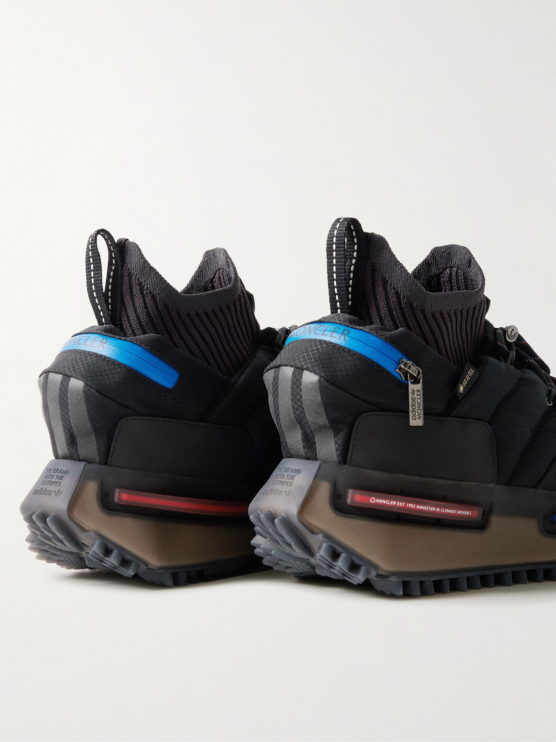 MONCLER GENIUS ADIDAS ORIGINALS NMD RUNNER STRETCH JERSEY-TRIMMED QUILTED GORE-TEX HIGH-TOP SNEAKERS