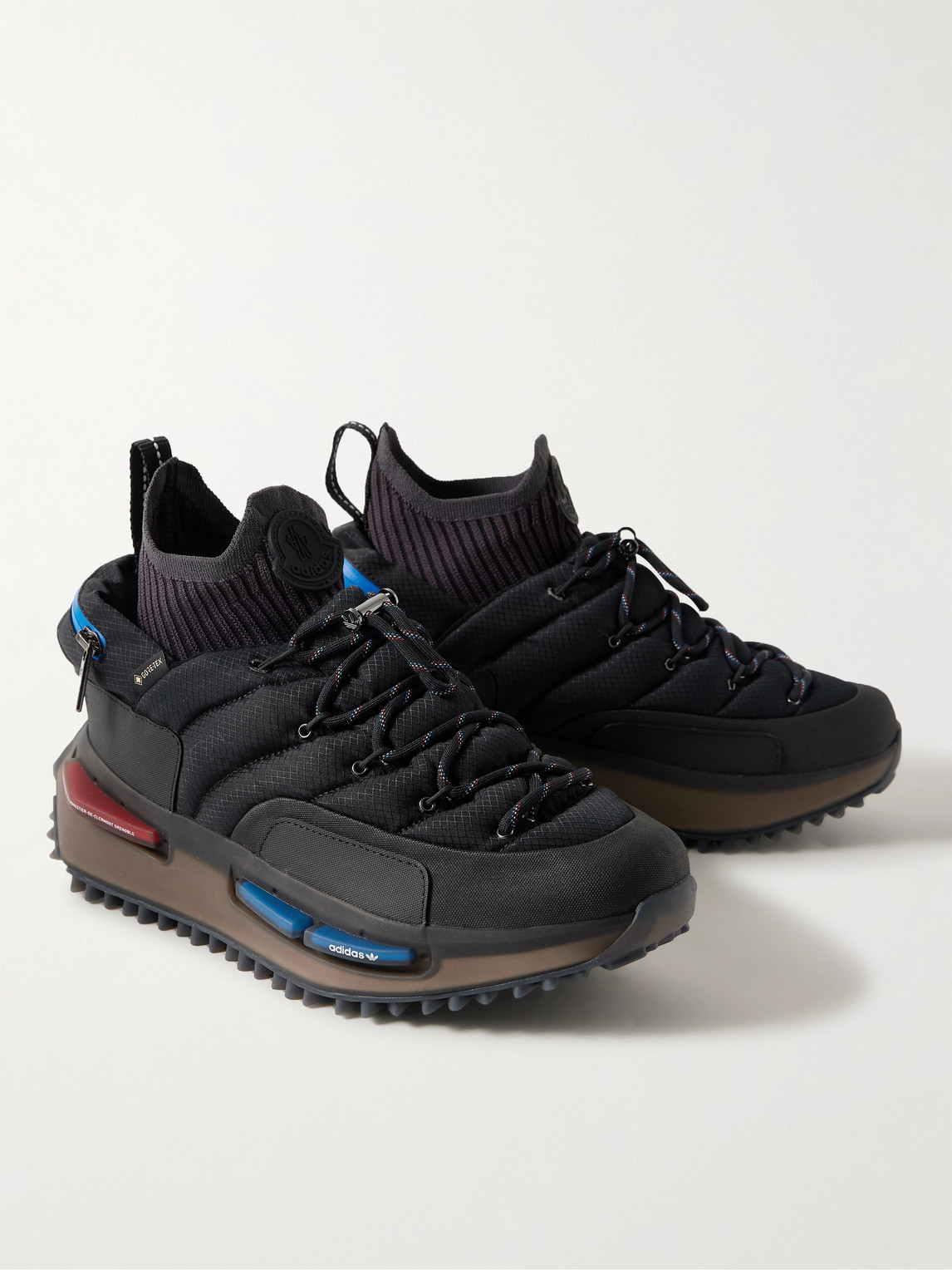 MONCLER GENIUS ADIDAS ORIGINALS NMD RUNNER STRETCH JERSEY-TRIMMED QUILTED GORE-TEX HIGH-TOP SNEAKERS