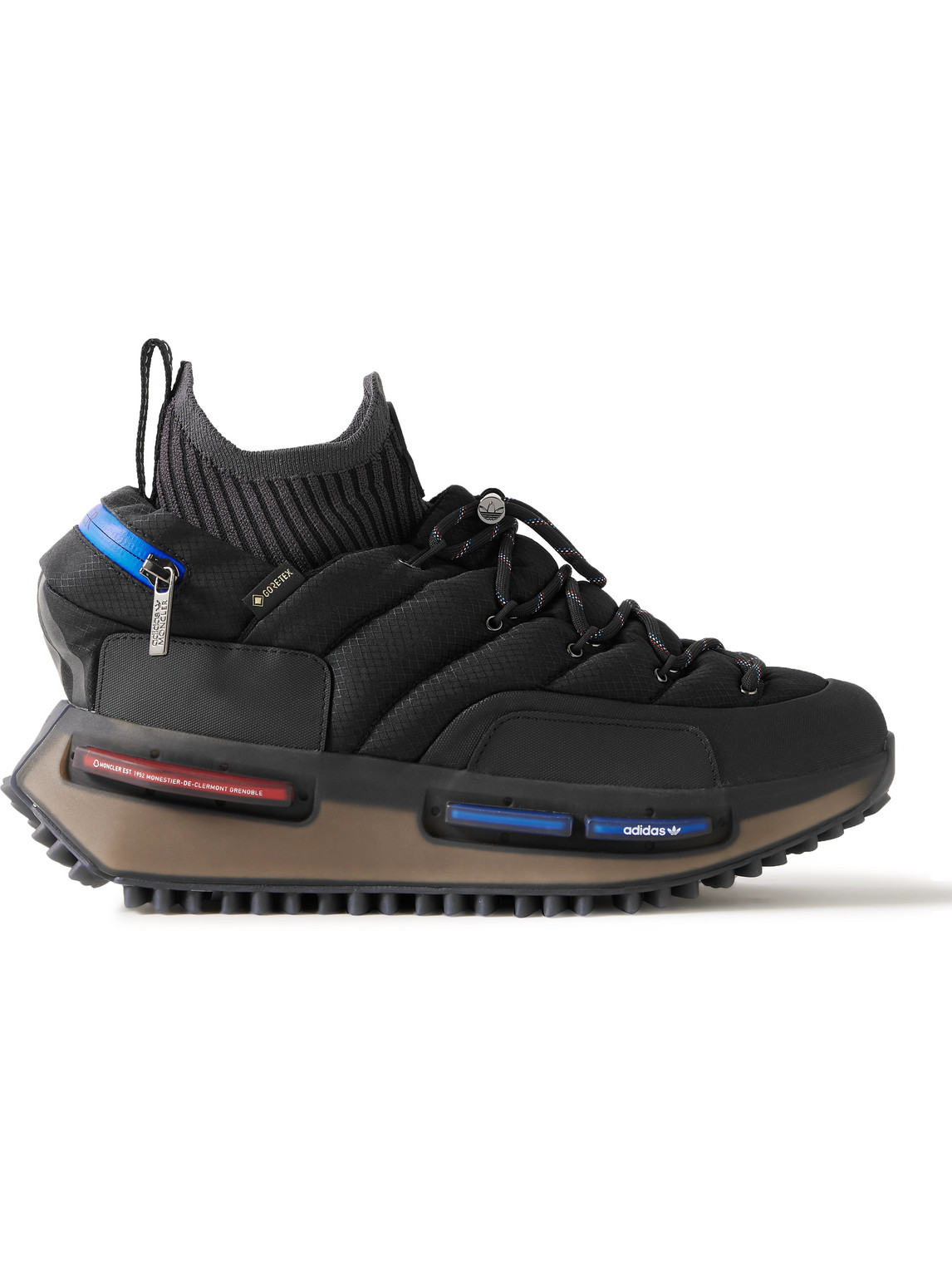 Moncler Genius Adidas Originals Nmd Runner Stretch Jersey-trimmed Quilted Gore-tex™ High-top Trainers In Black