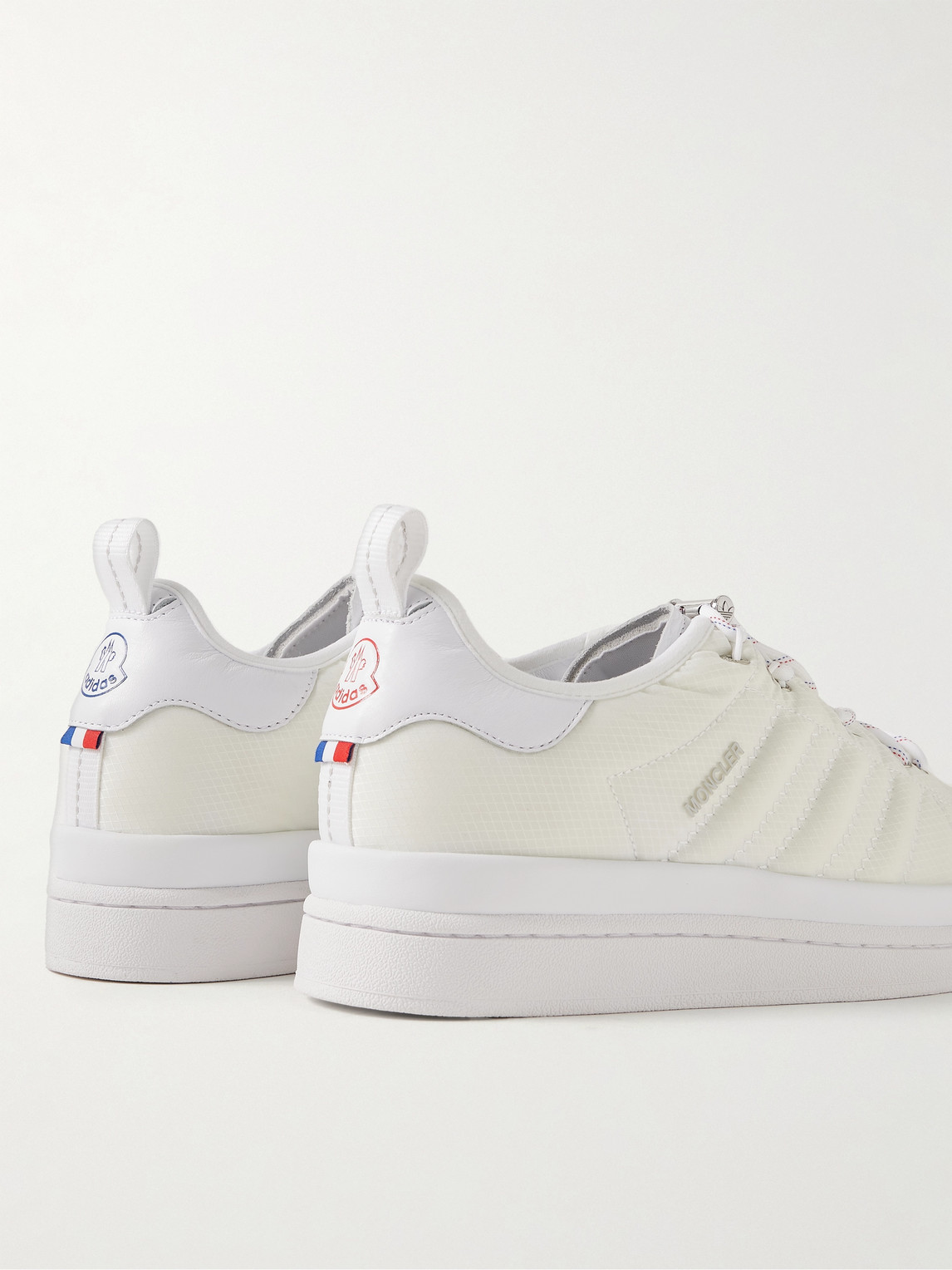 Shop Moncler Genius Adidas Originals Campus Leather-trimmed Quilted Gore-tex™ Sneakers In White