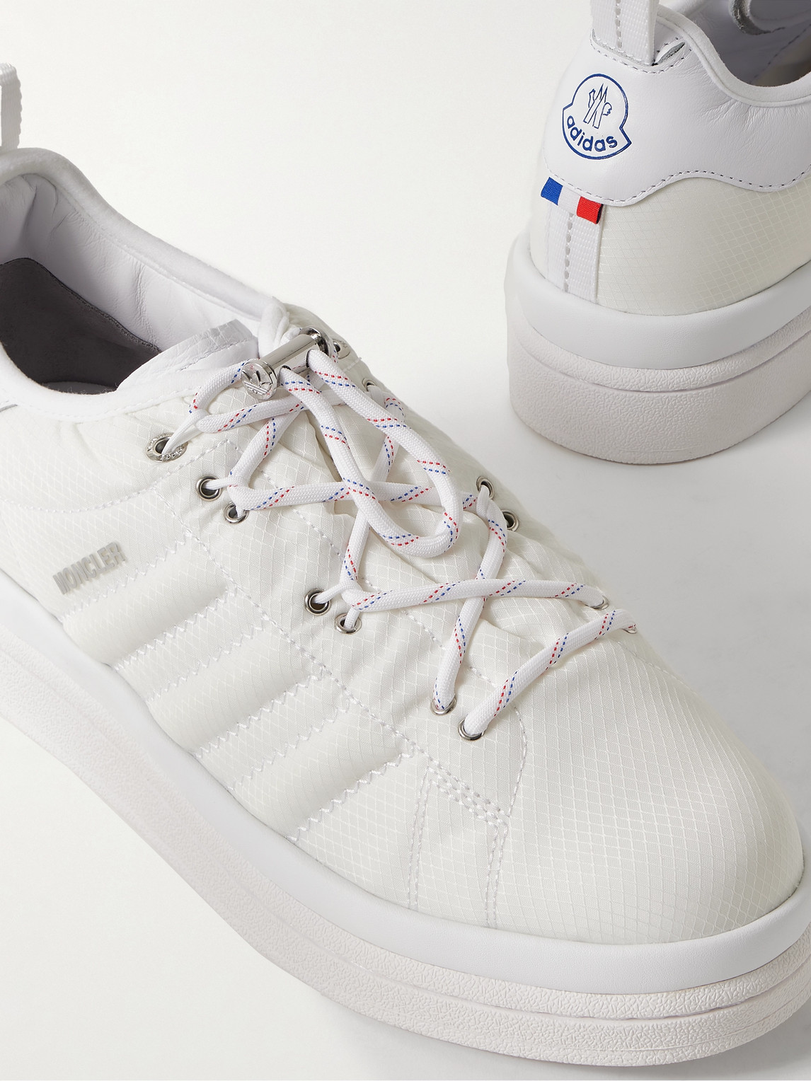 Shop Moncler Genius Adidas Originals Campus Leather-trimmed Quilted Gore-tex™ Sneakers In White