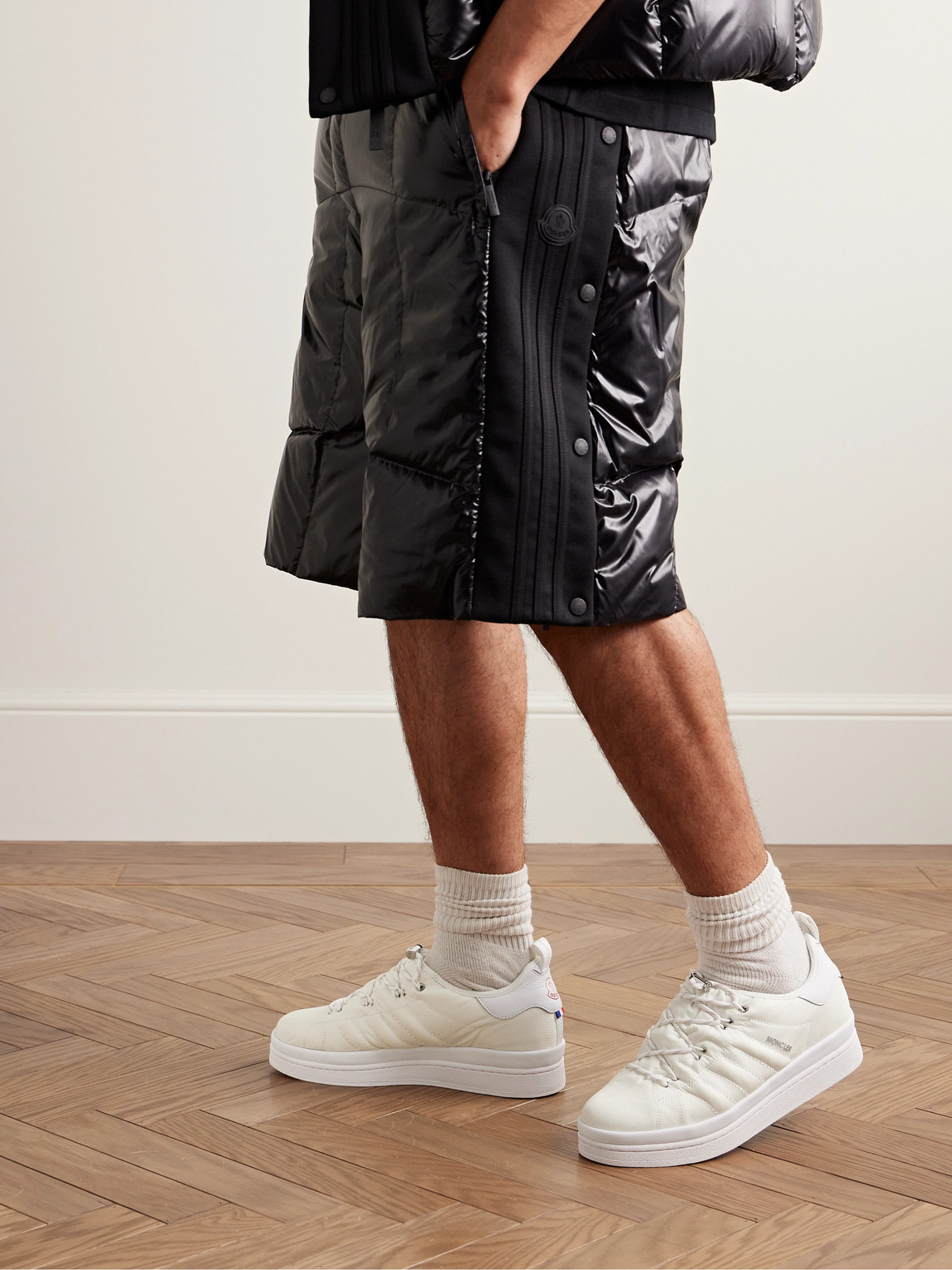 Shop Moncler Genius Adidas Originals Campus Leather-trimmed Quilted Gore-tex™ Sneakers In White