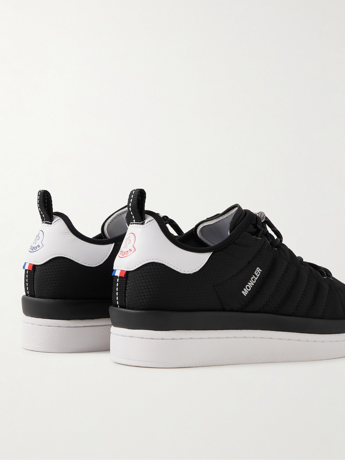 Shop Moncler Genius Adidas Originals Campus Leather-trimmed Quilted Gore-tex™ Sneakers In Black