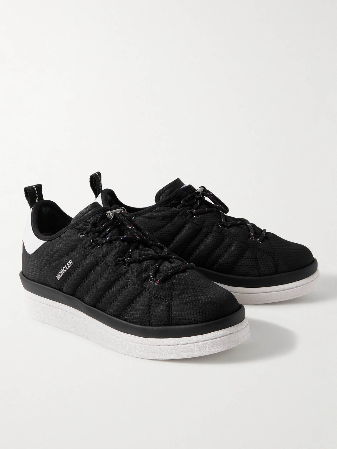 Shop Moncler Genius Adidas Originals Campus Leather-trimmed Quilted Gore-tex™ Sneakers In Black