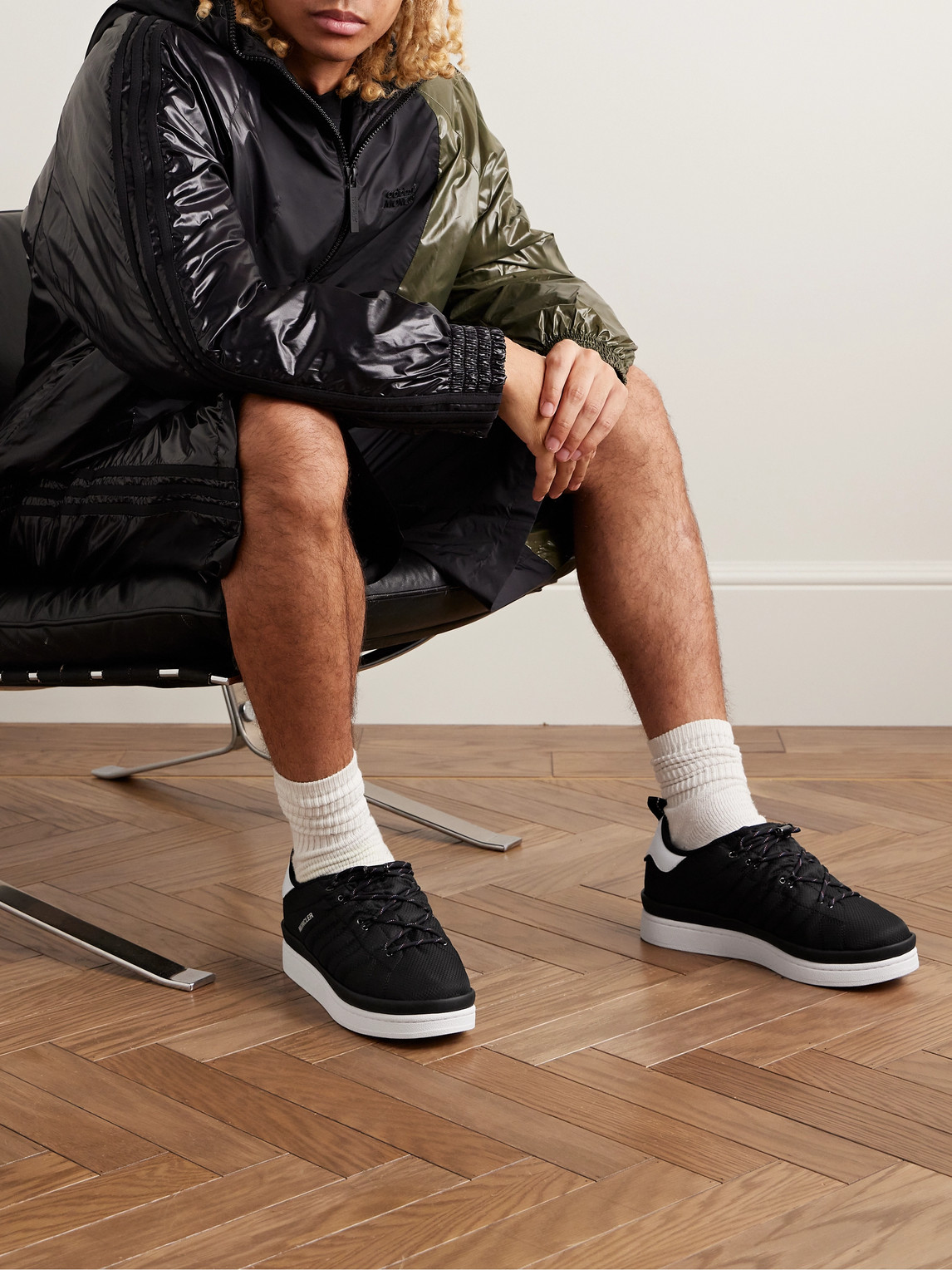 Shop Moncler Genius Adidas Originals Campus Leather-trimmed Quilted Gore-tex™ Sneakers In Black