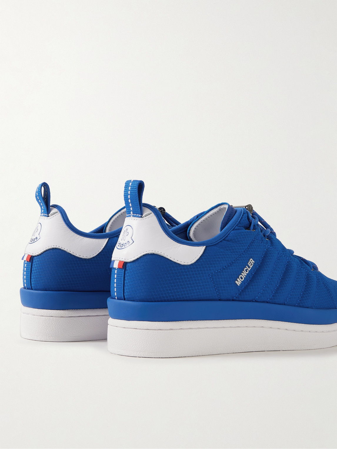 Shop Moncler Genius Adidas Originals Campus Leather-trimmed Quilted Gore-tex™ Sneakers In Blue