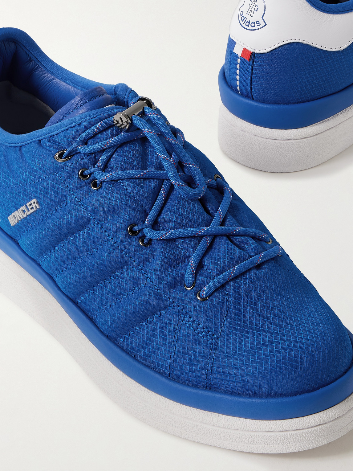 Shop Moncler Genius Adidas Originals Campus Leather-trimmed Quilted Gore-tex™ Sneakers In Blue